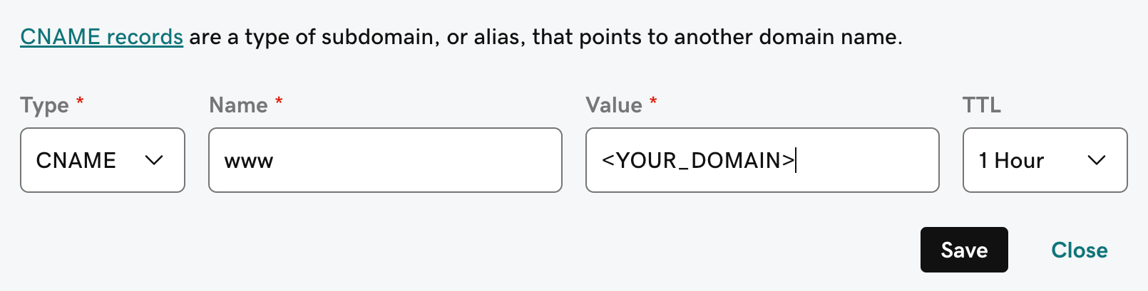 DNS CNAME Record Configuration