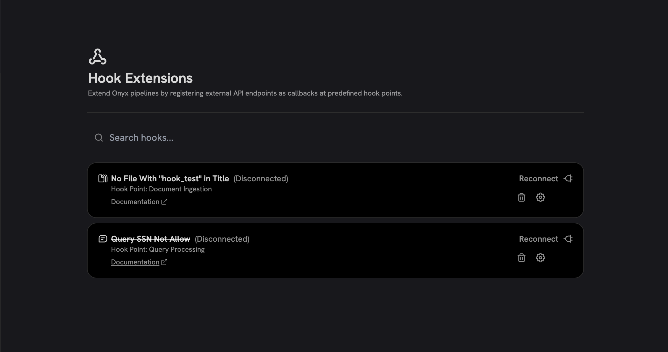 Hook Extensions Page