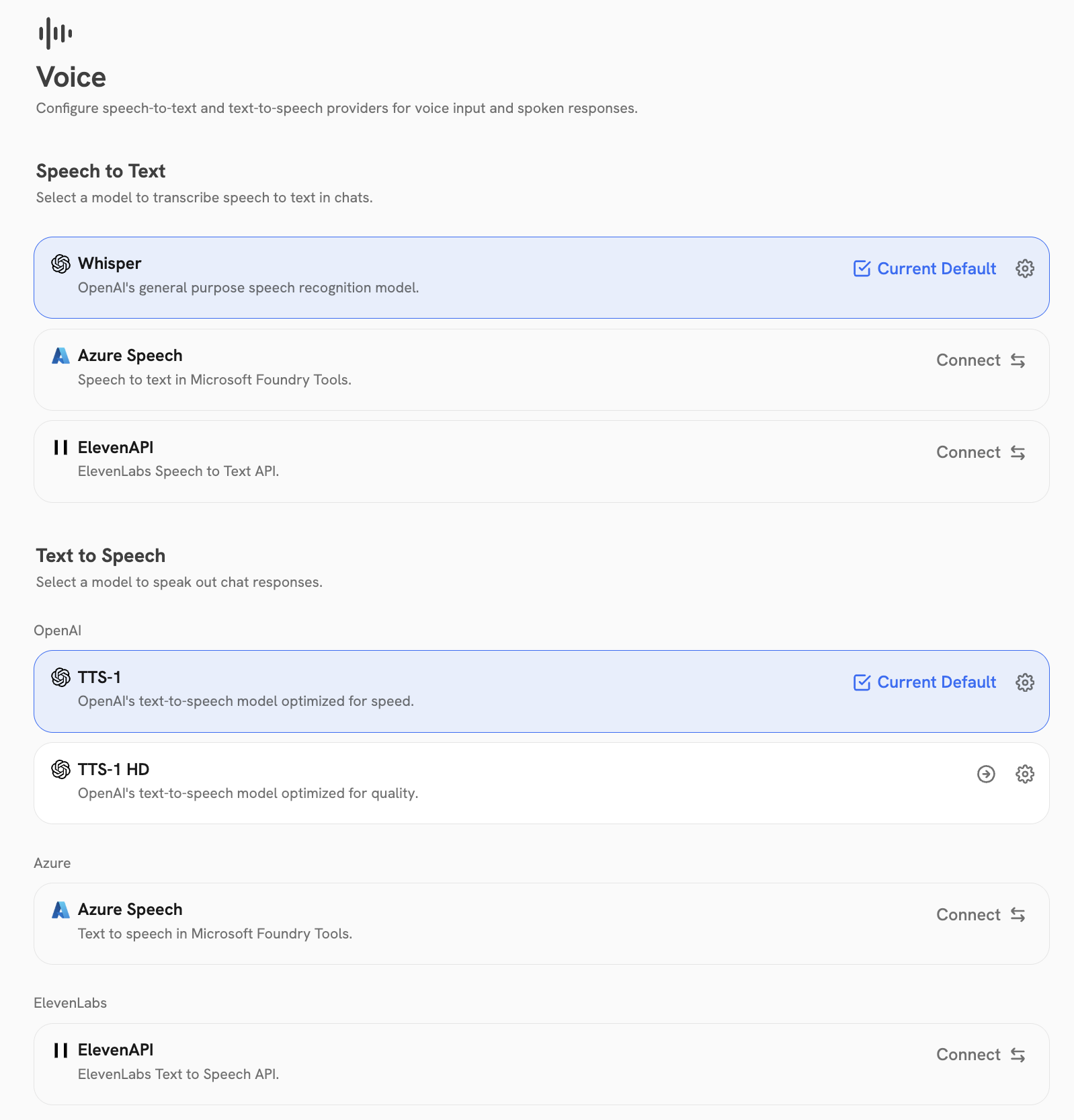 Voice Mode dashboard in Onyx Admin Panel