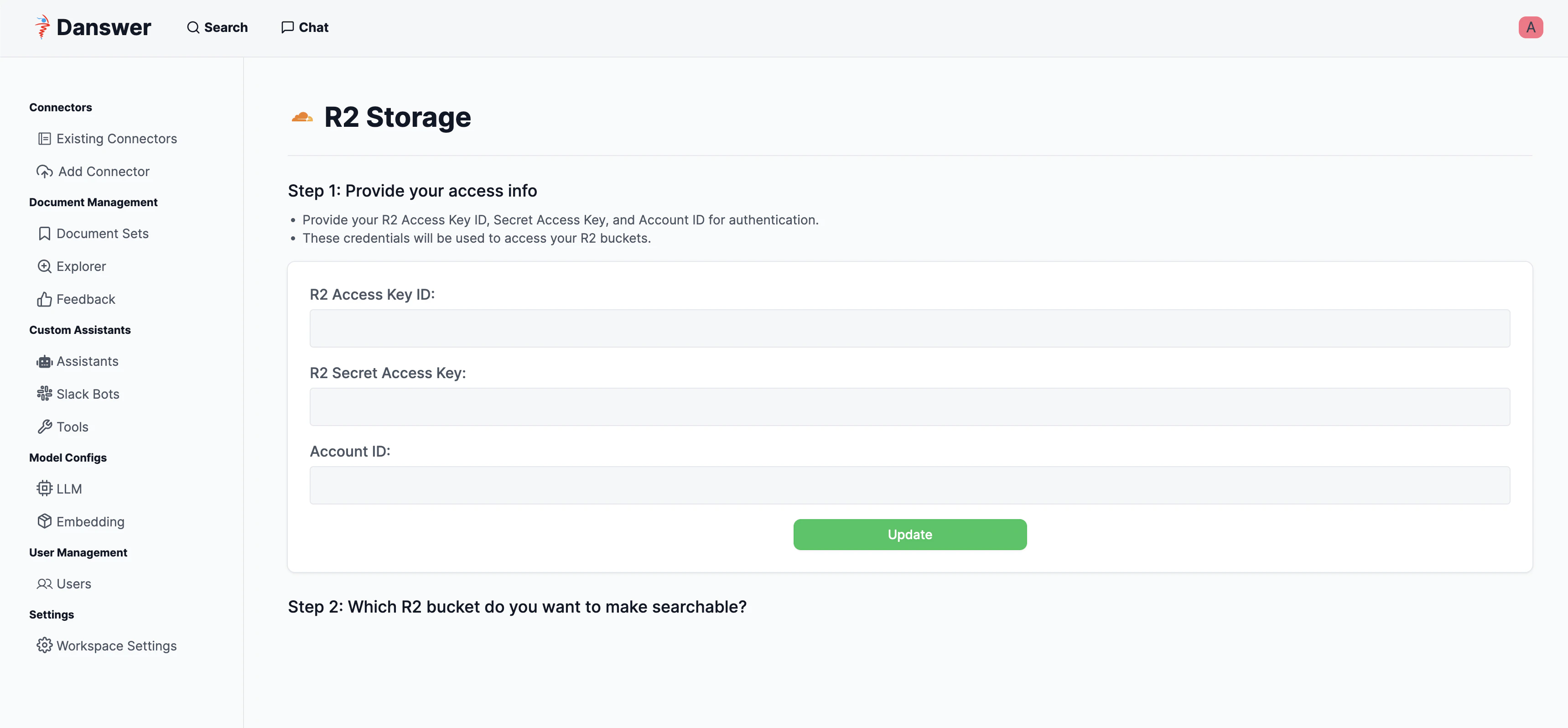 R2 credentials input