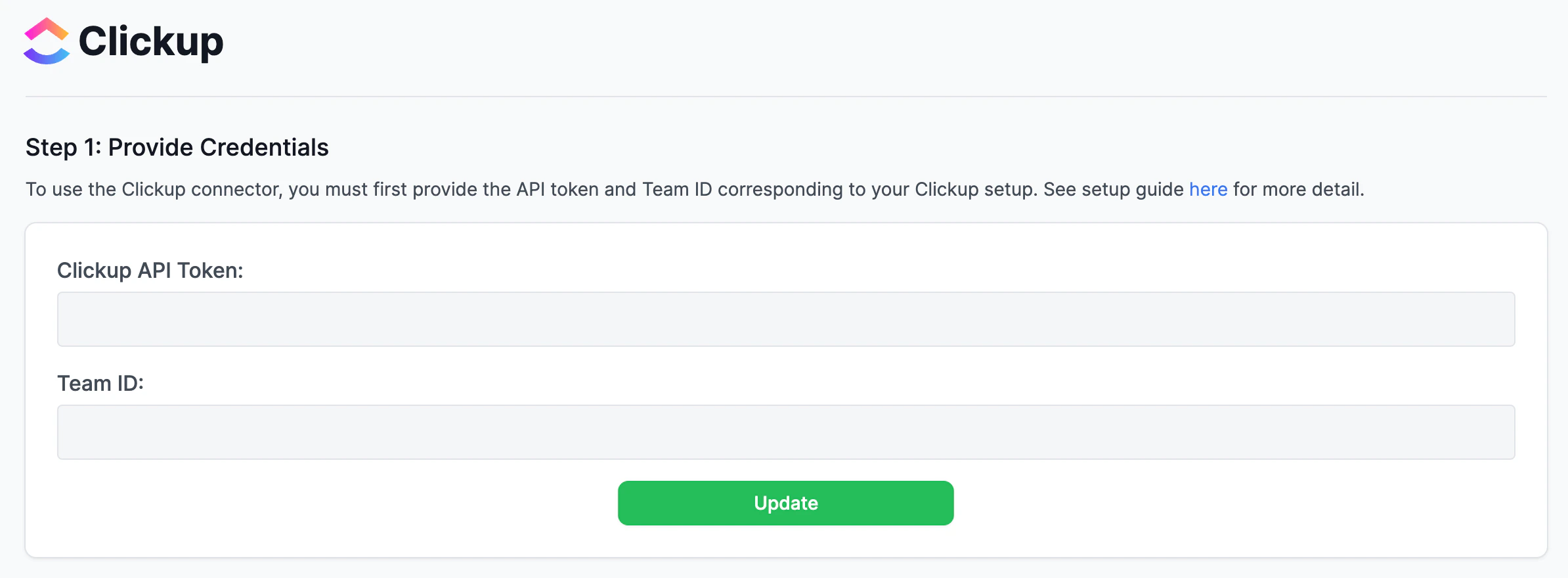 Clickup connector authentication