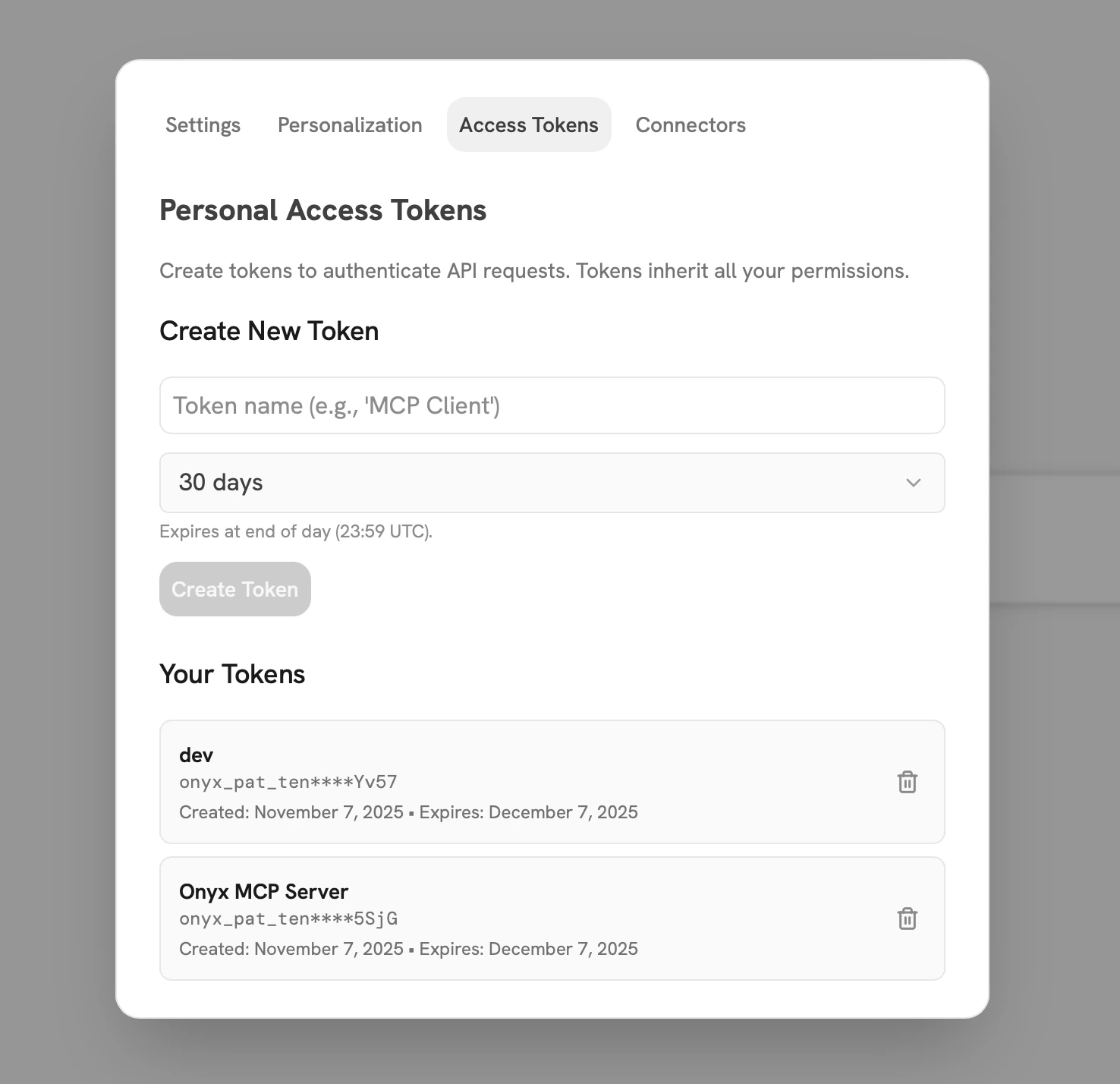 Personal Access Tokens