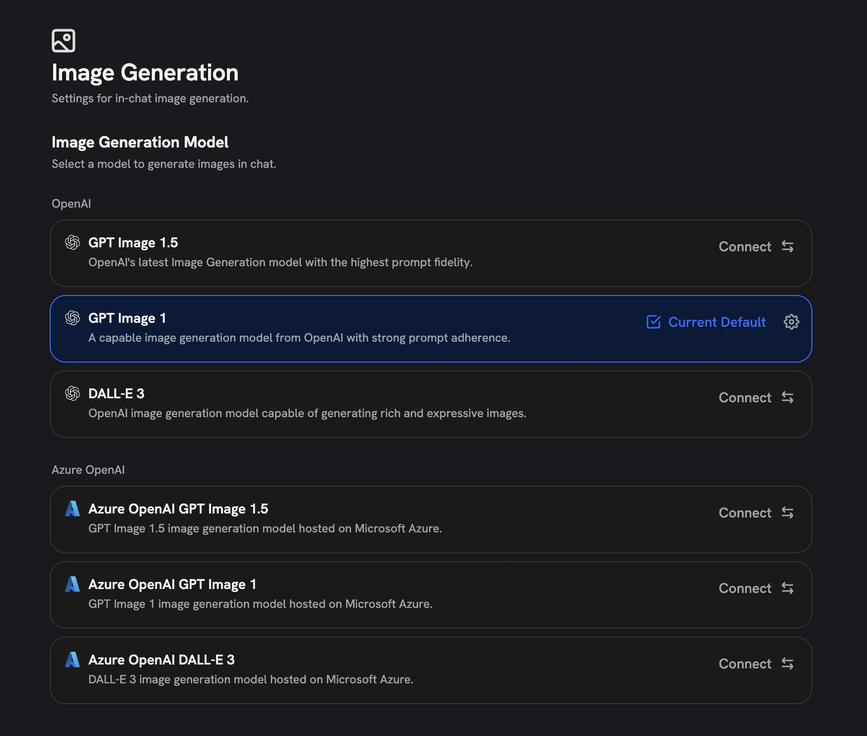Image Generation Configuration Page