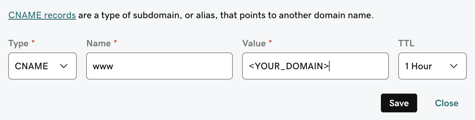 DNS CNAME Record Configuration