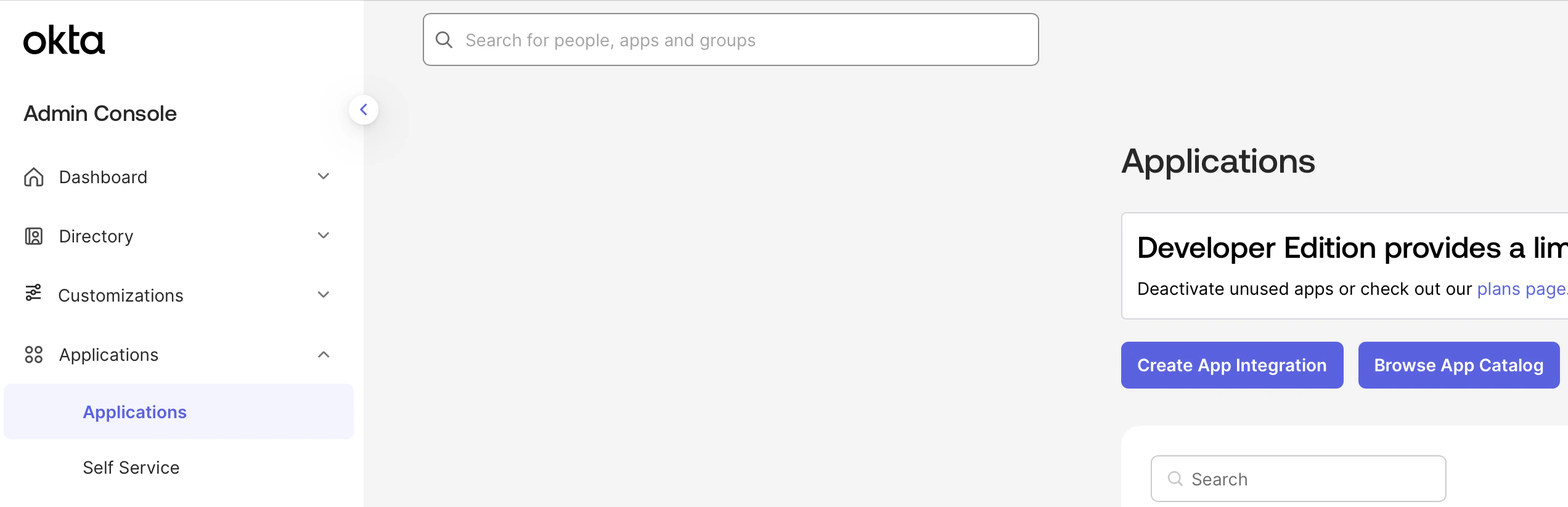 Okta Create Integration Page