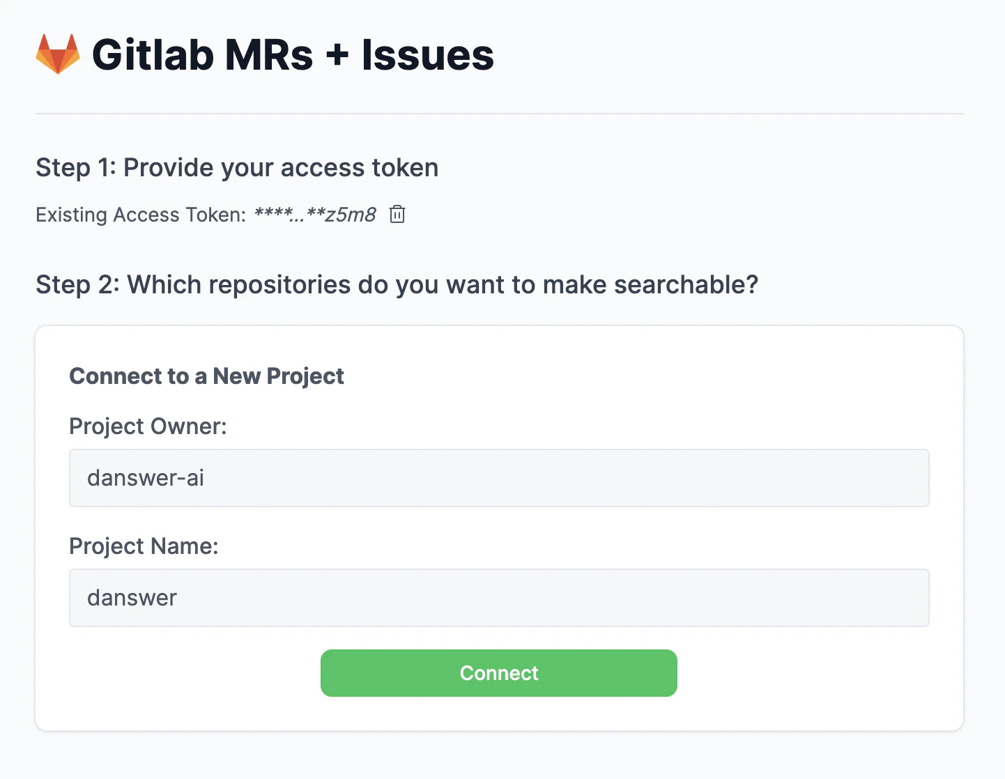 Onyx GitLab connector project configuration example