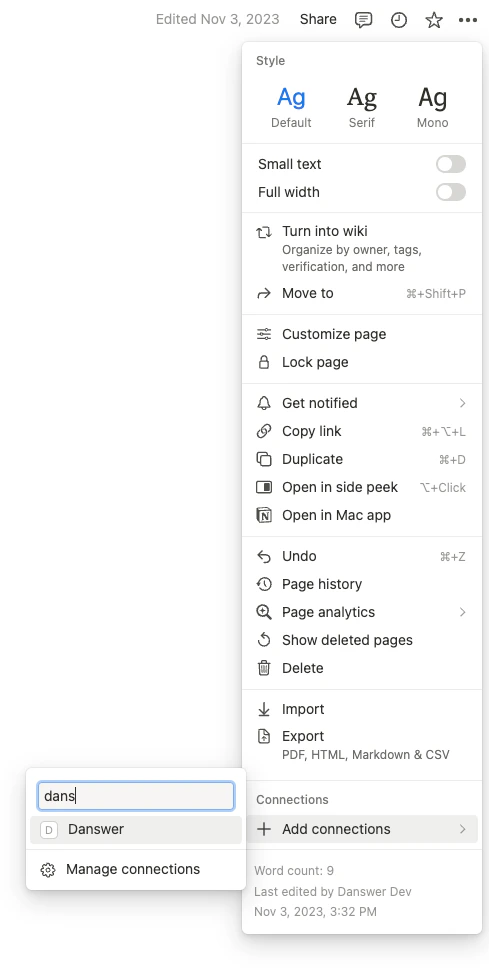 Adding the Onyx integration to a Notion workspace or page