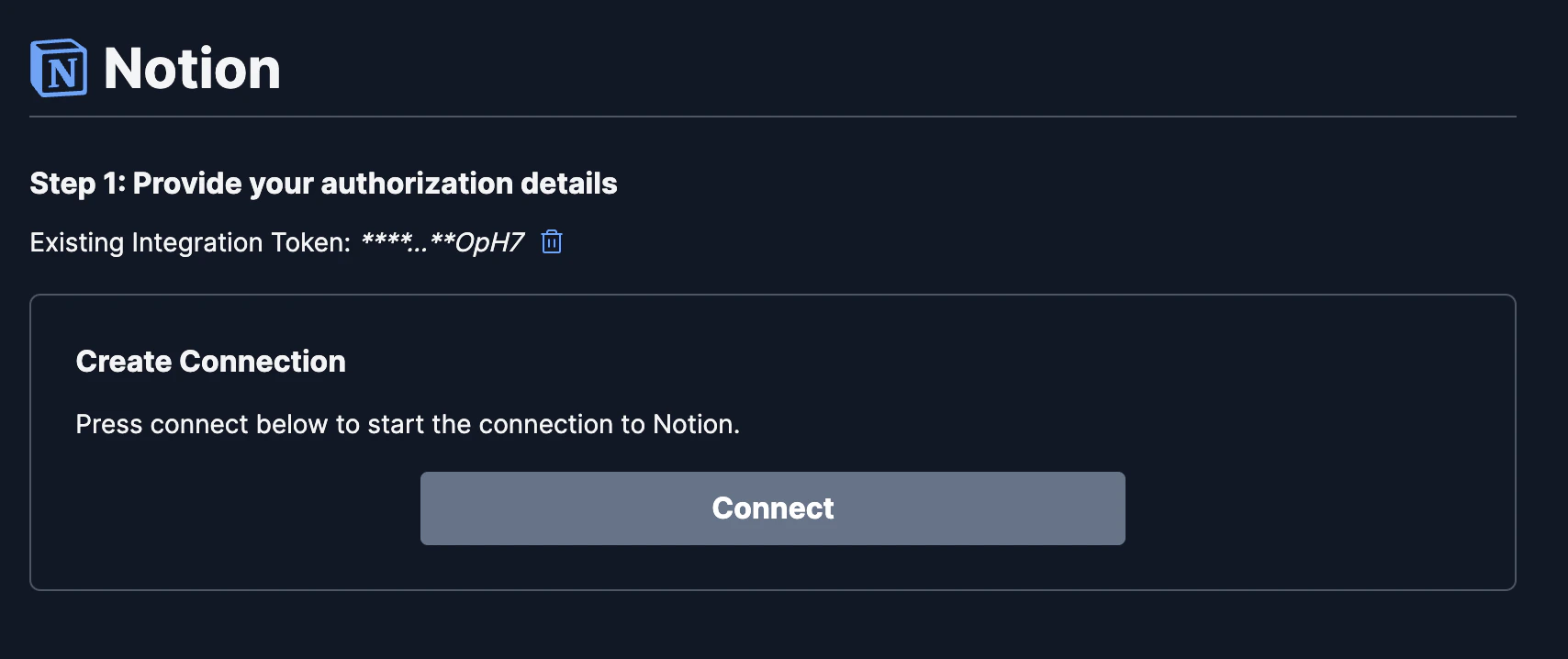 Onyx Notion connector indexing options and selection screen