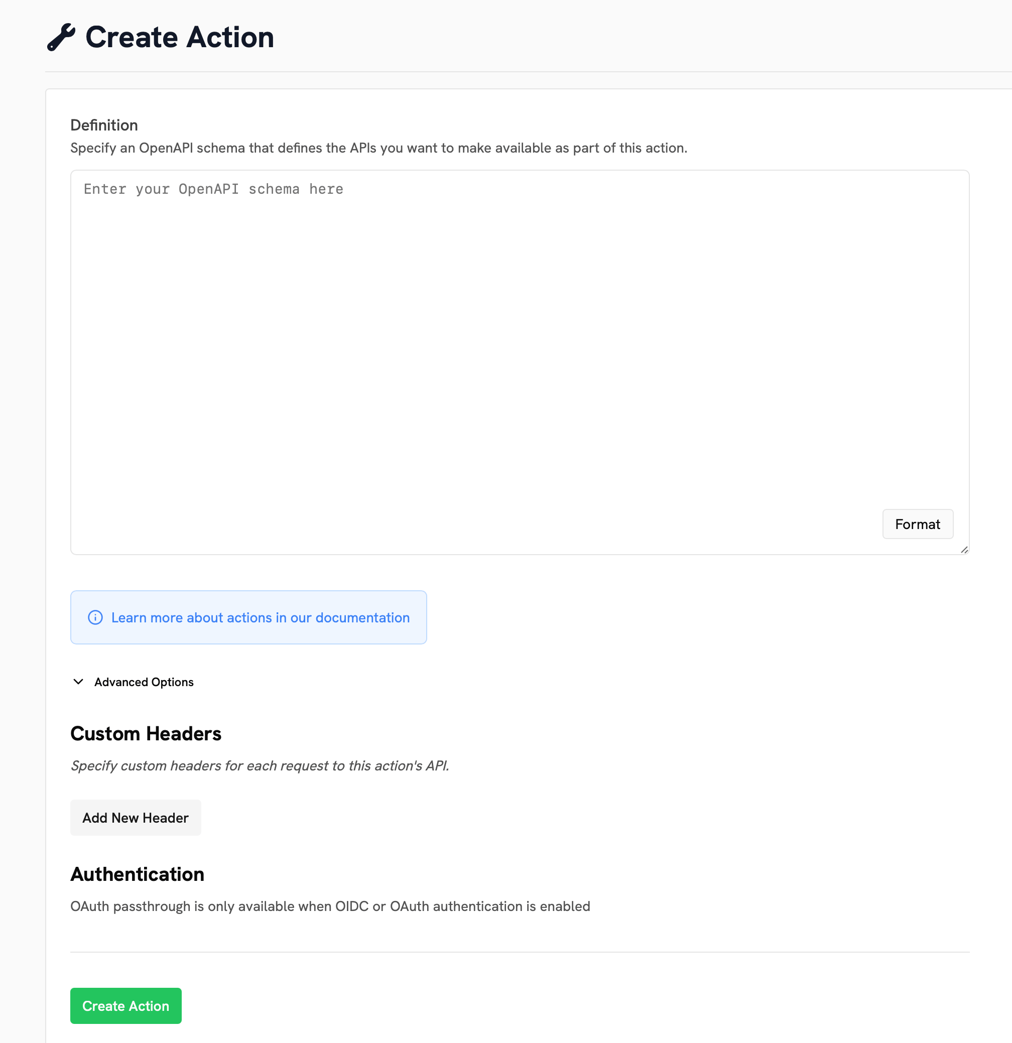 Creating an OpenAPI action in Onyx Admin Panel