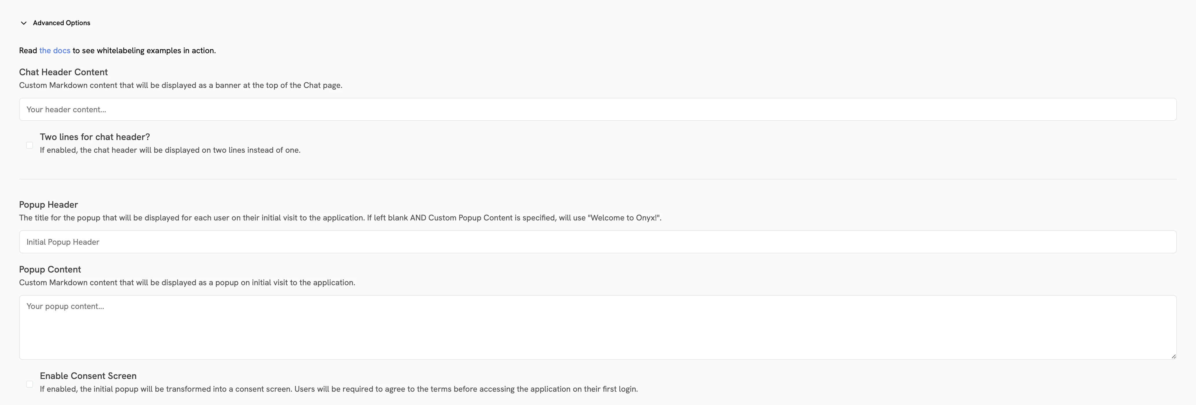 White Labeling Headers and Popups