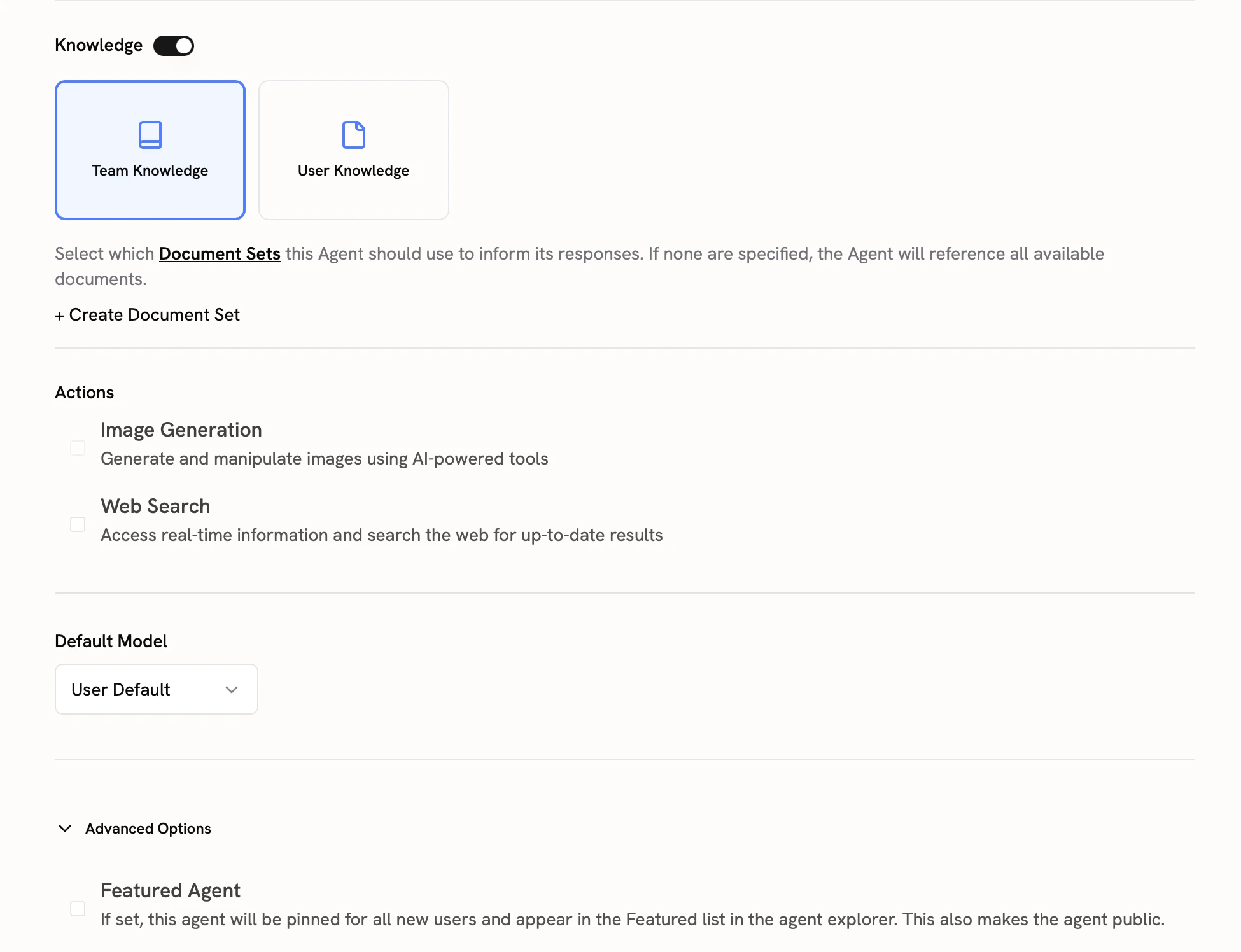 Onyx Agent Configuration page