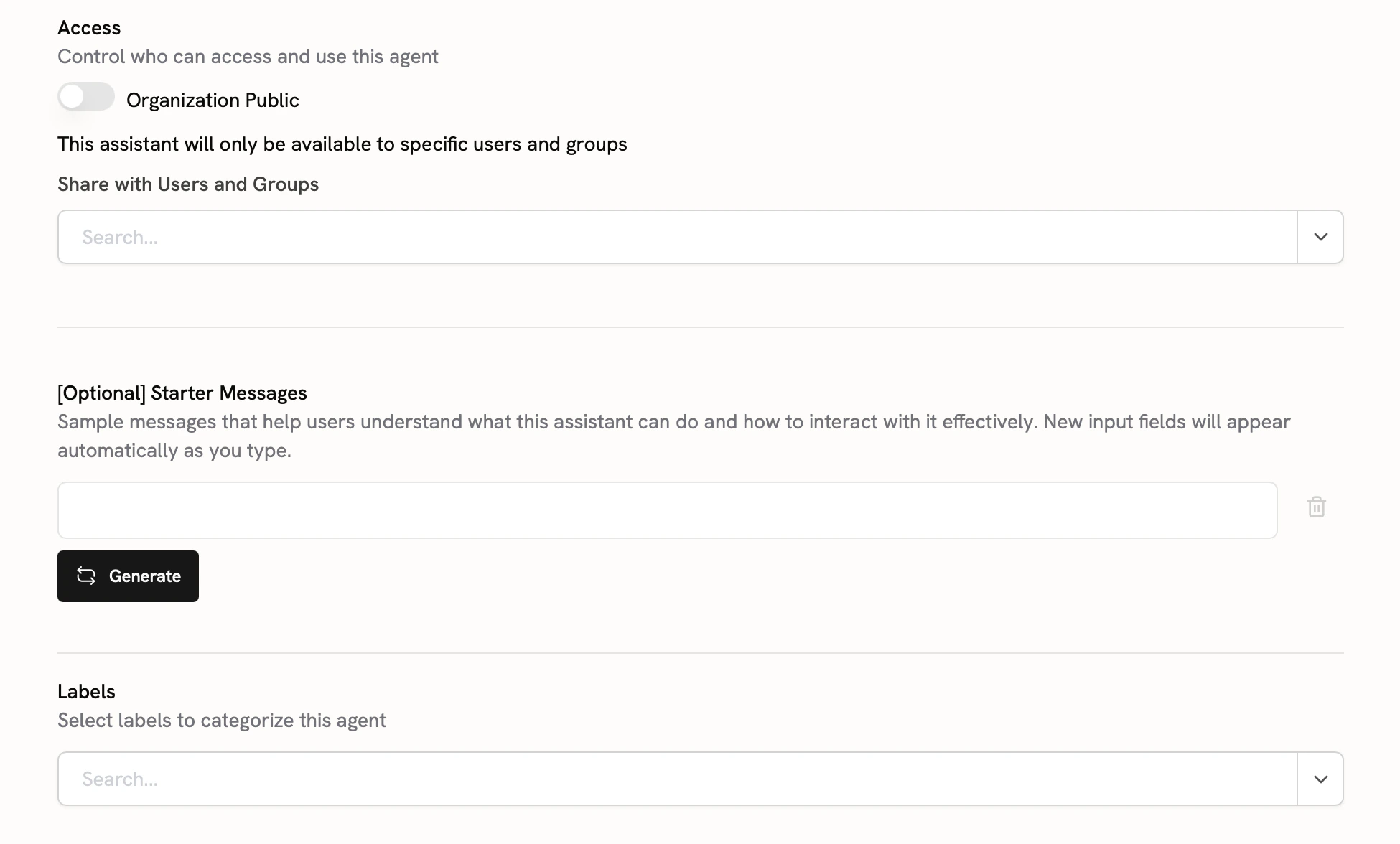 Onyx Agent Configuration page