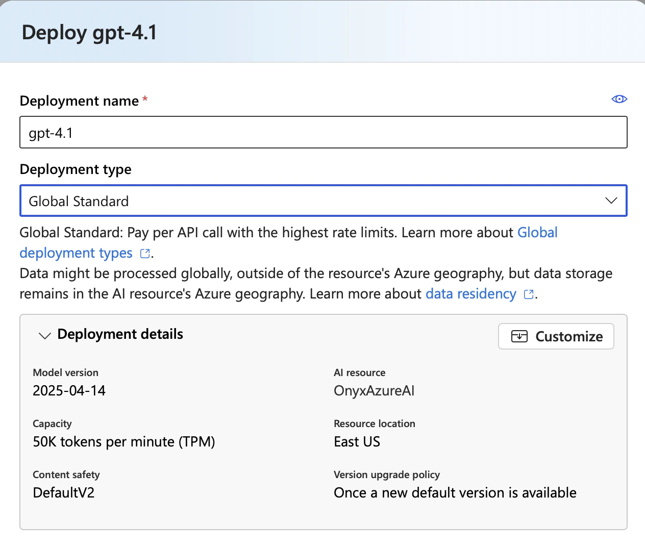 Azure OpenAI Model Deployment