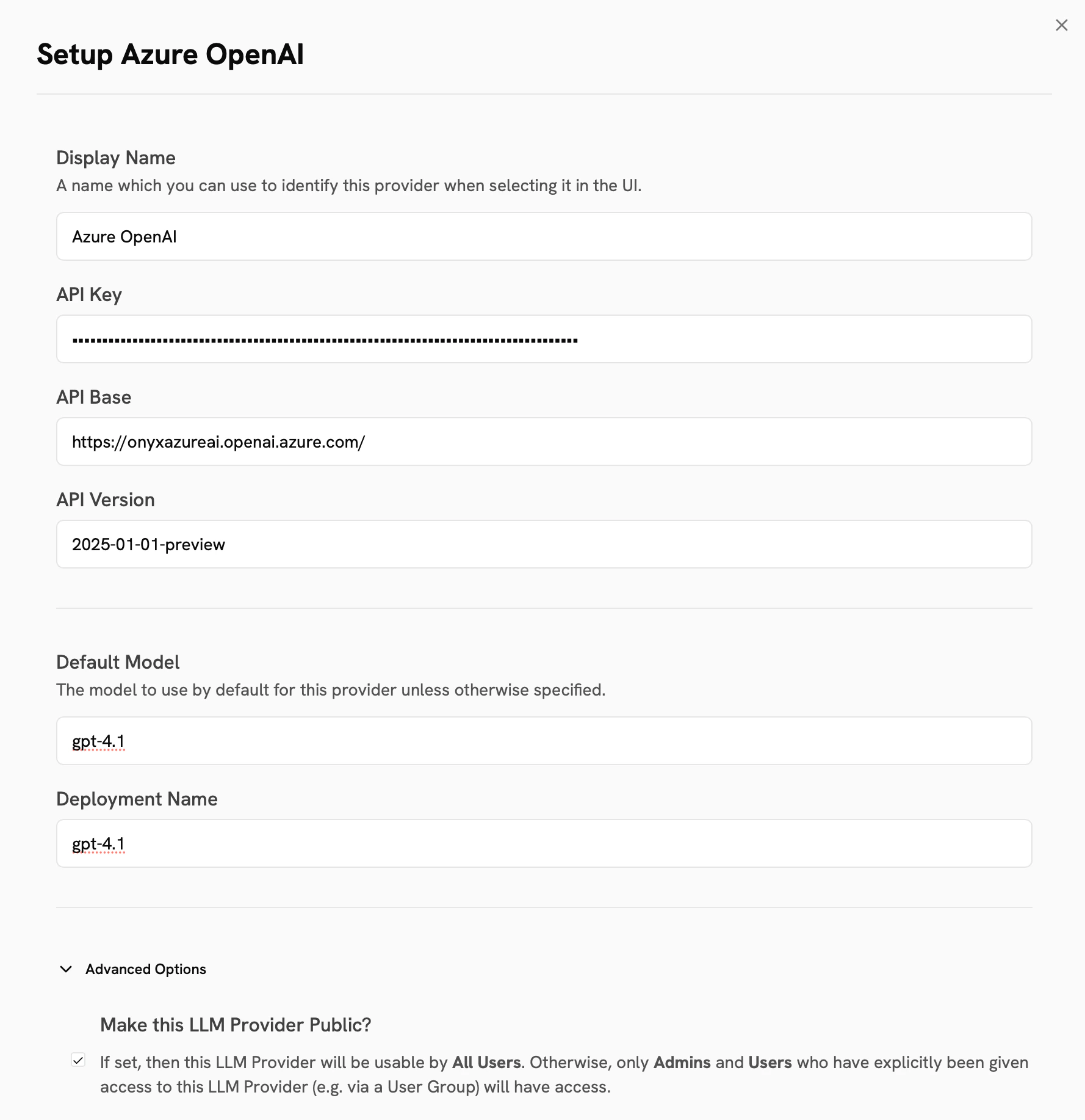 Azure OpenAI Provider Configuration