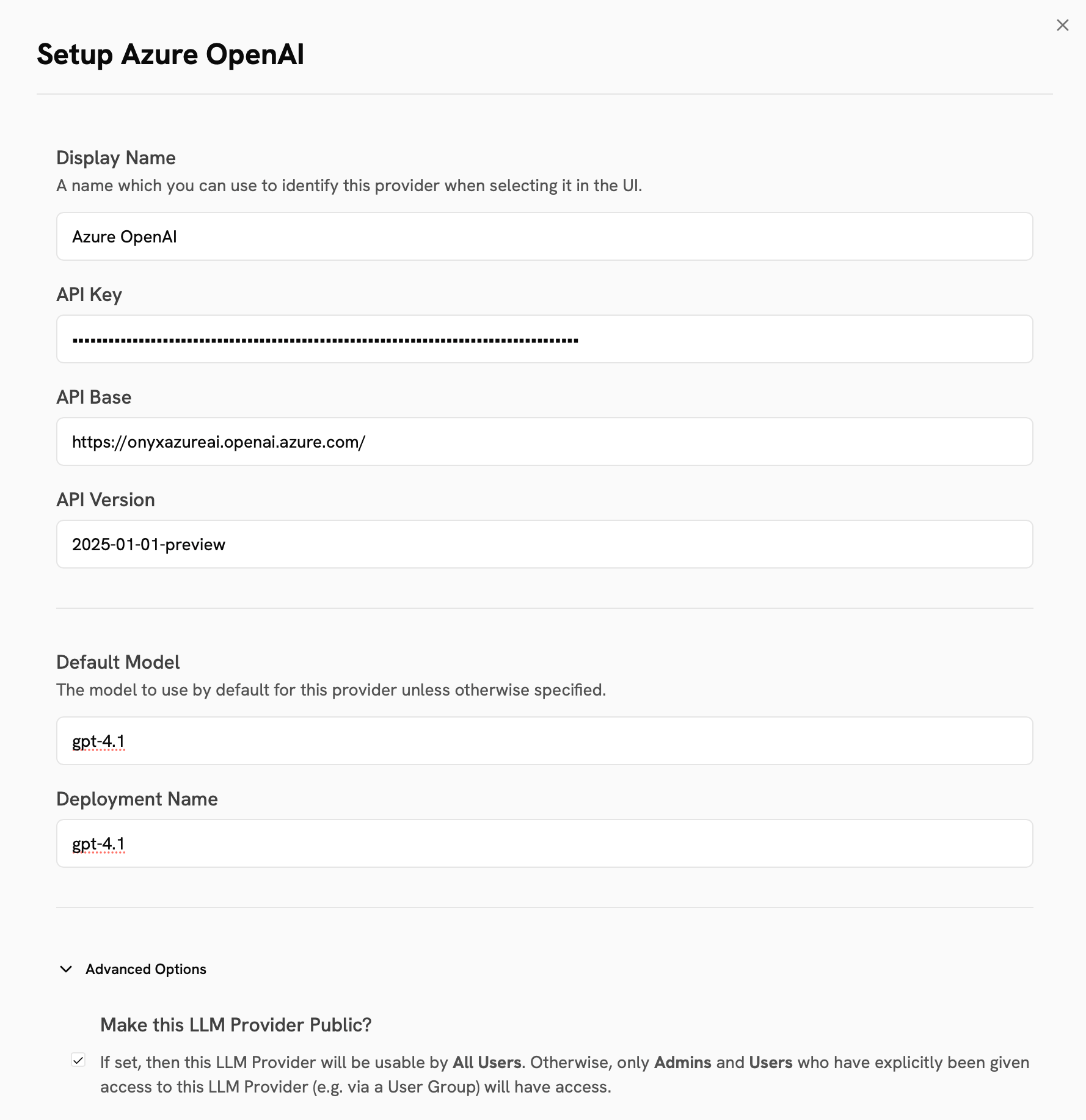Azure OpenAI Provider Configuration