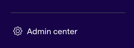The bottom of the Gong sidebar, with the Admin center entry below the divider