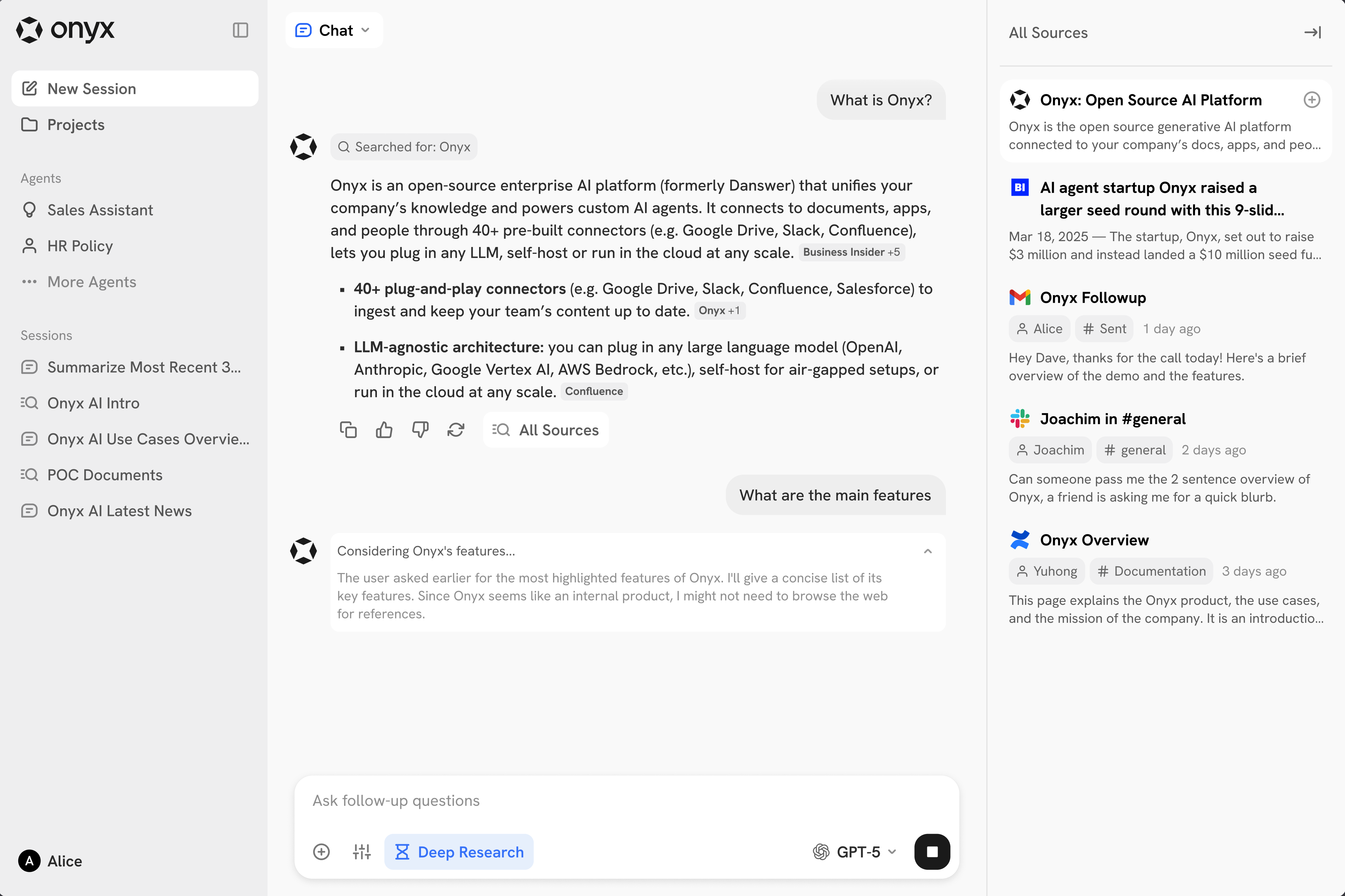 Onyx Chat Interface