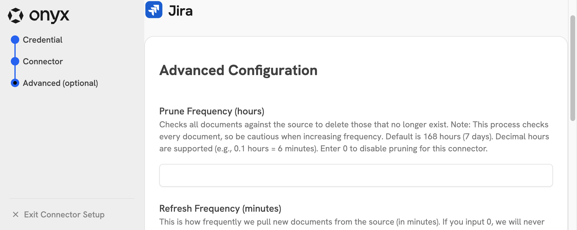 Jira connector advanced schedule and indexing start options