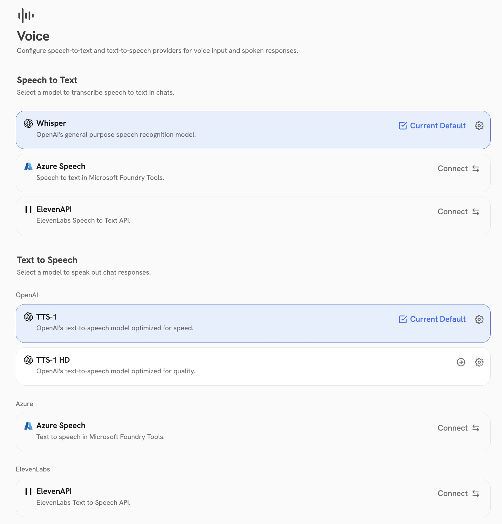 Voice Mode dashboard in Onyx Admin Panel