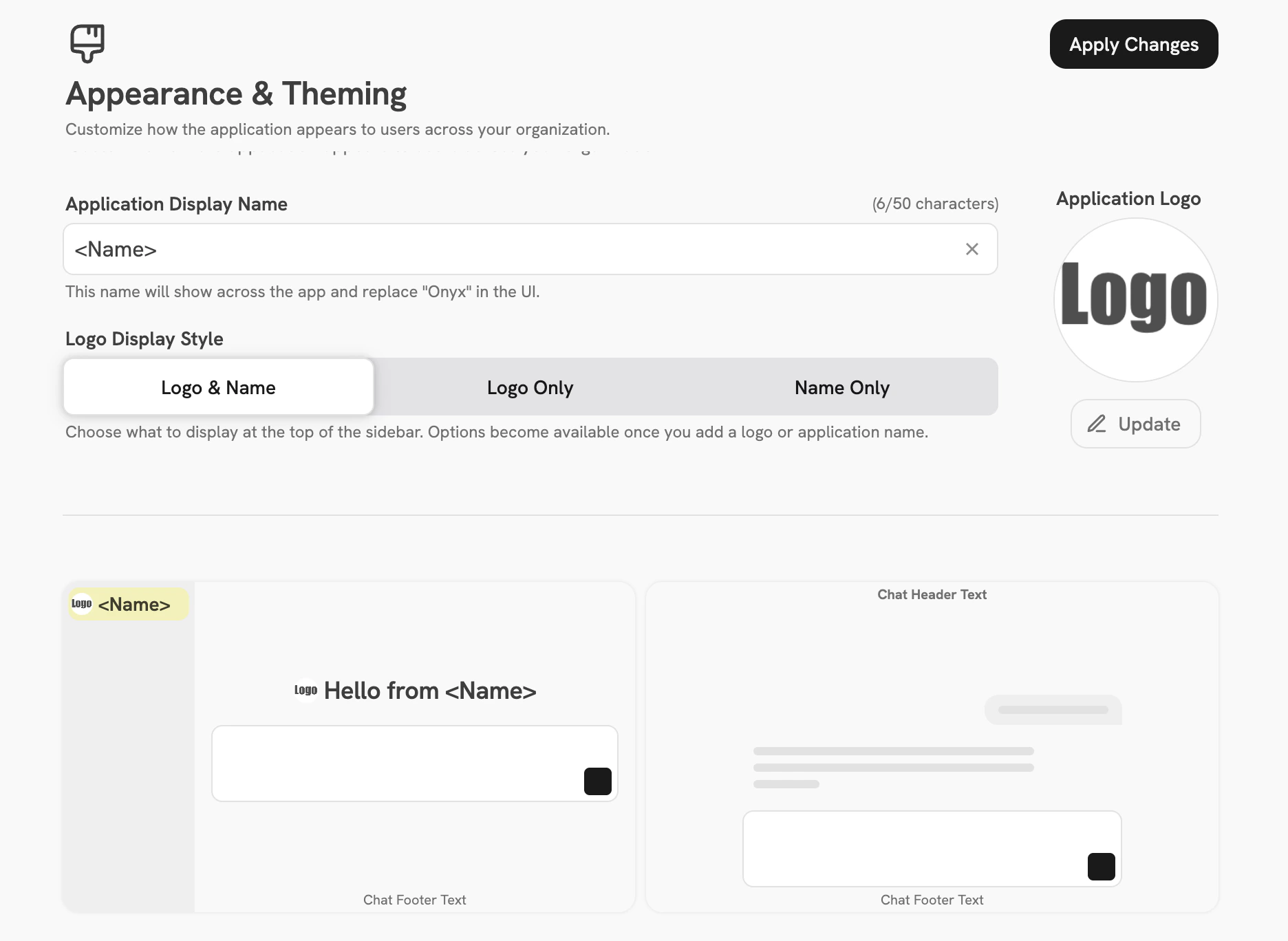 Custom Logo and Name