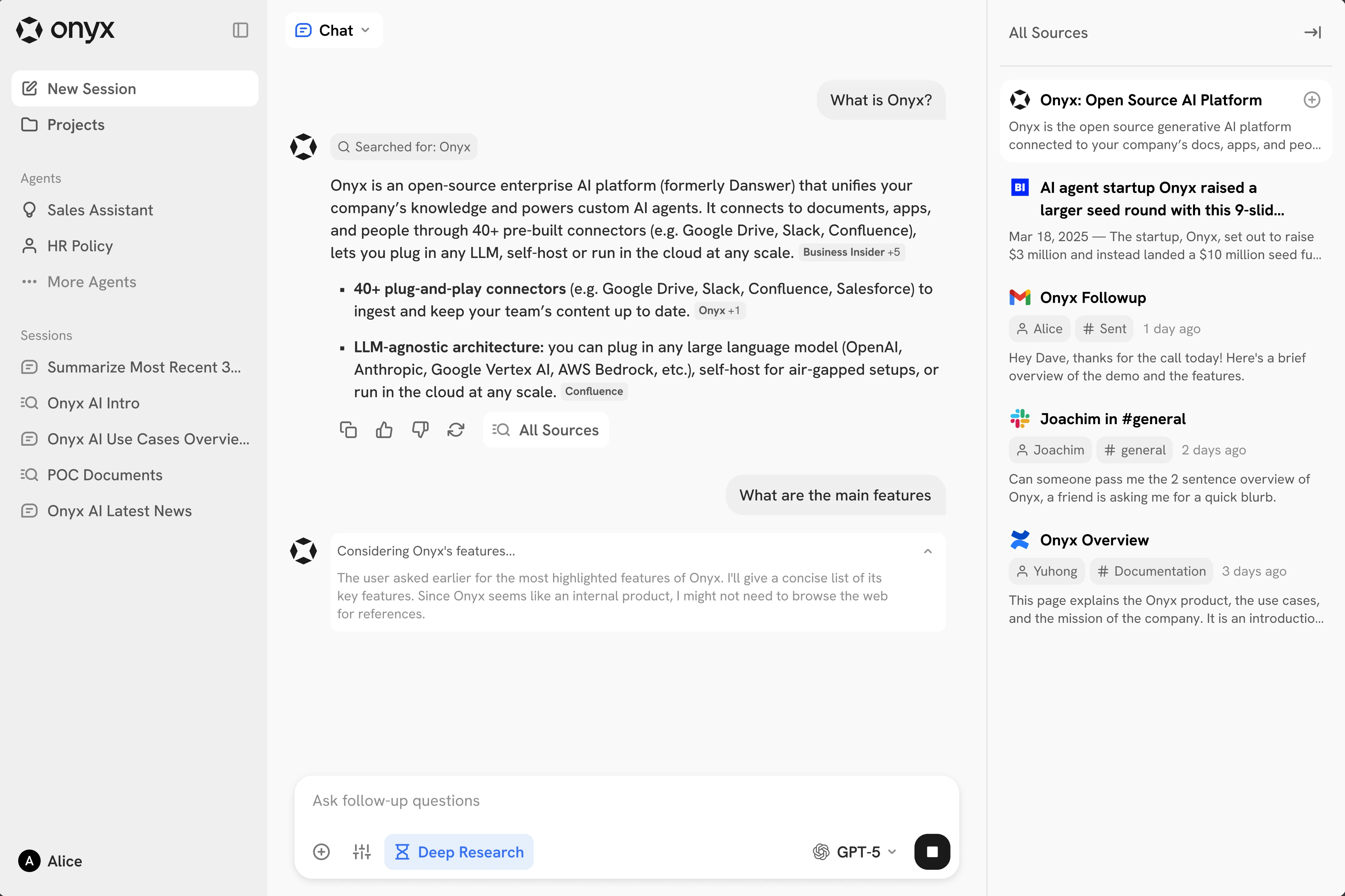 Onyx Chat Interface