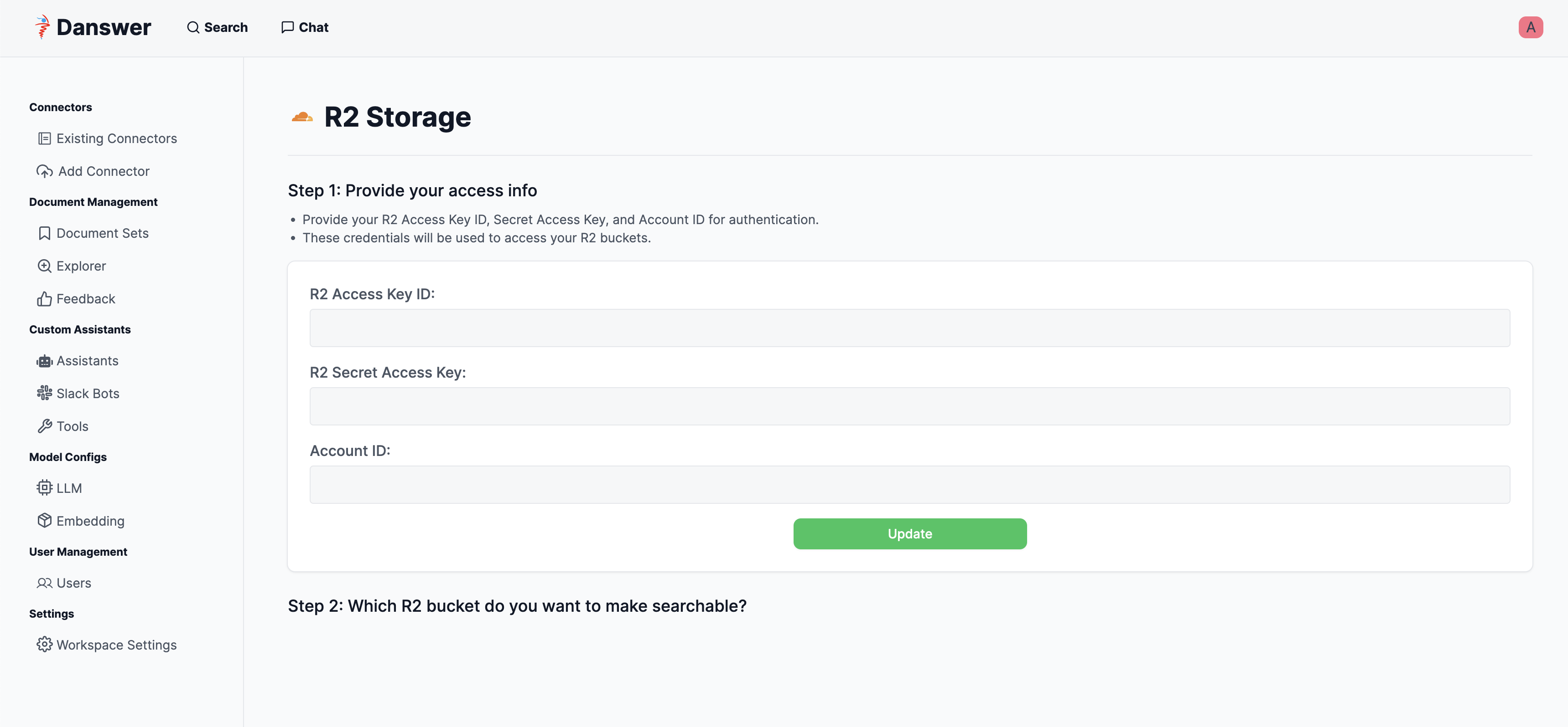 R2 credentials input