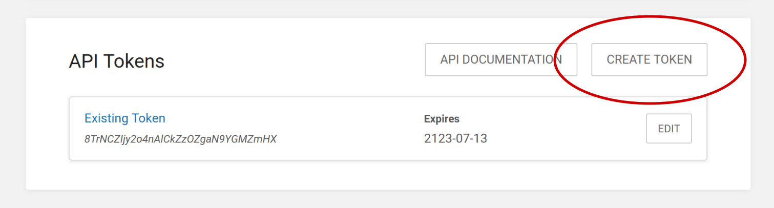 BookStack API Tokens List View