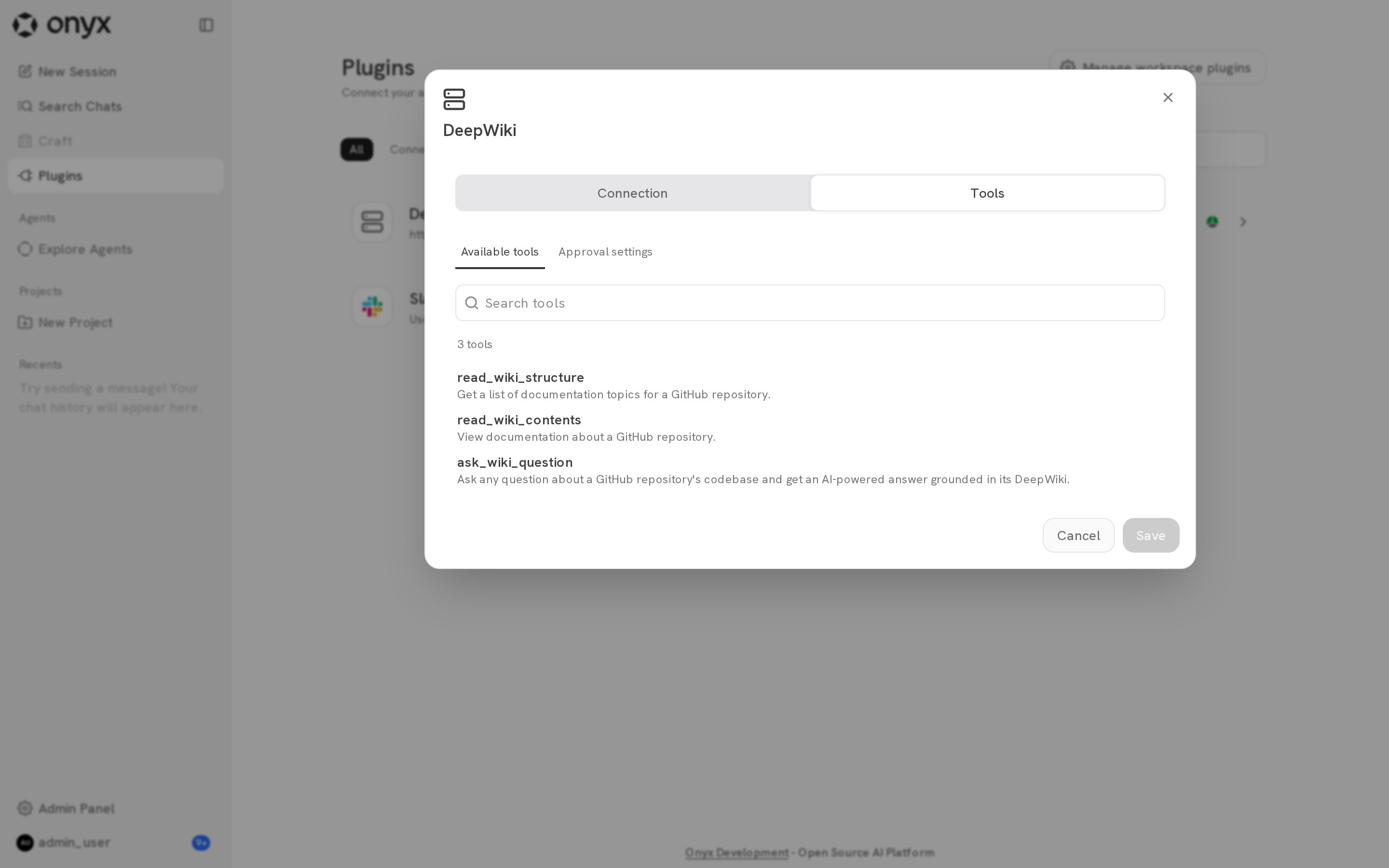 The Tools tab for an MCP plugin with three tools