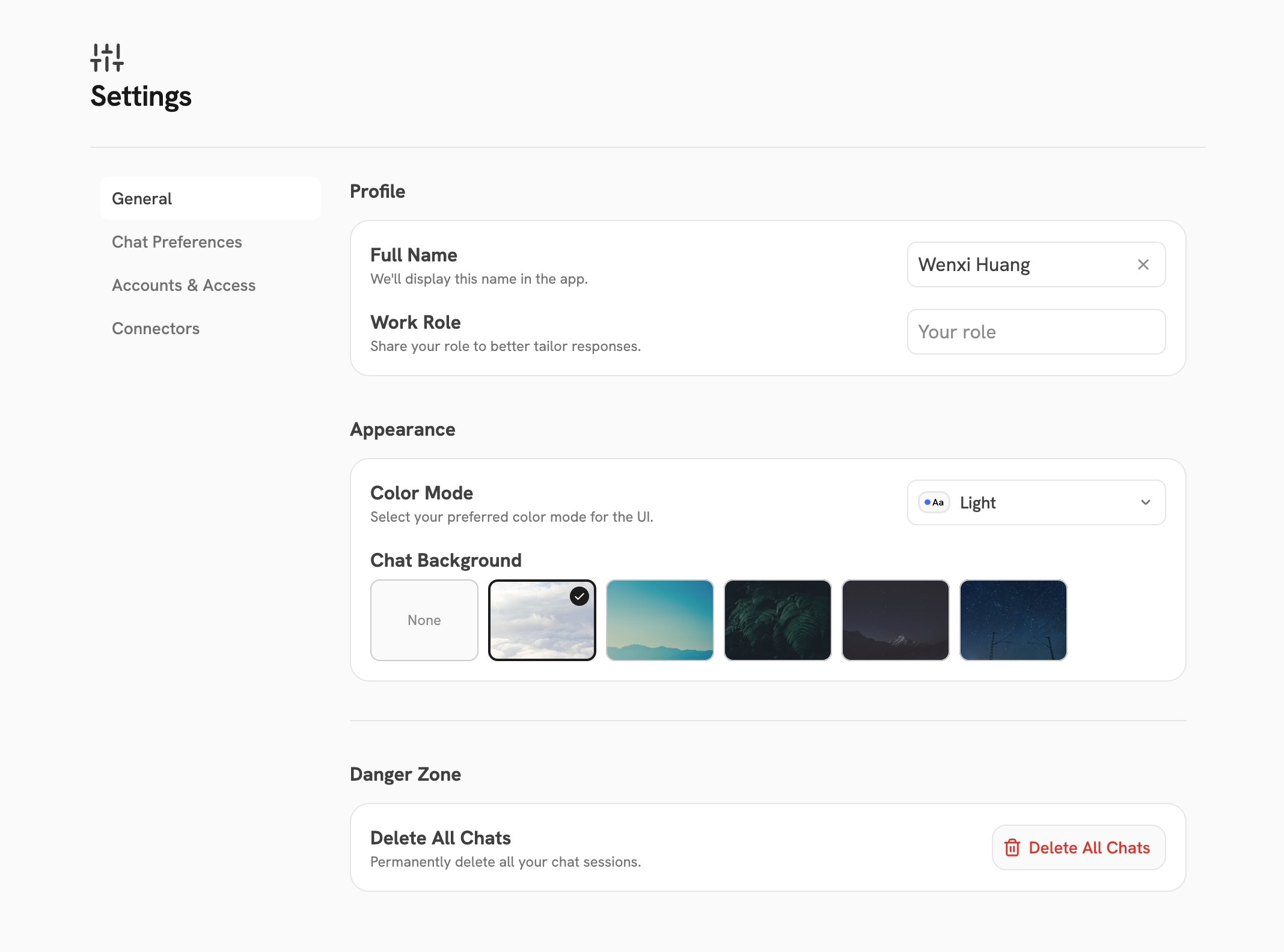 Refreshed User Settings Page