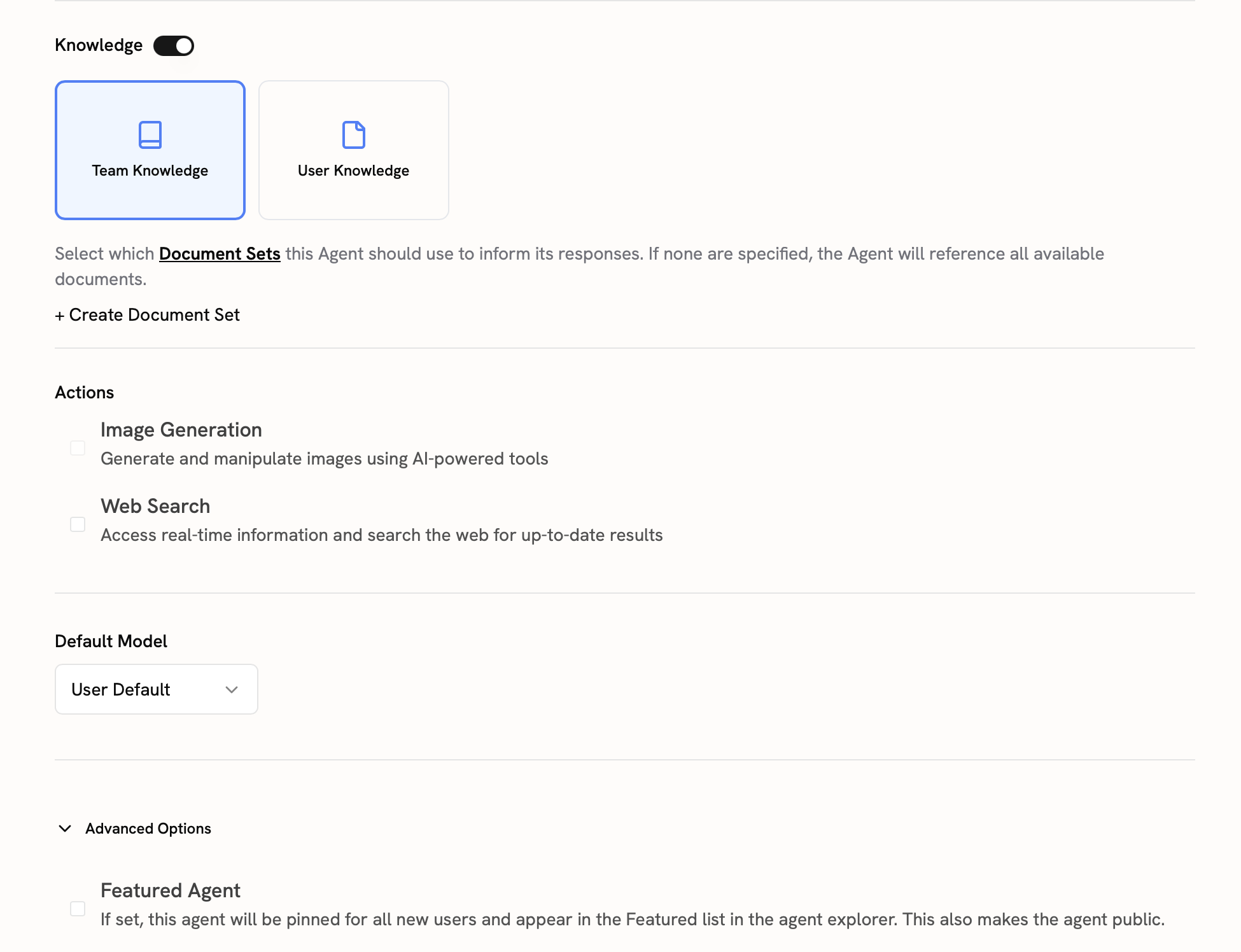 Onyx Agent Configuration page