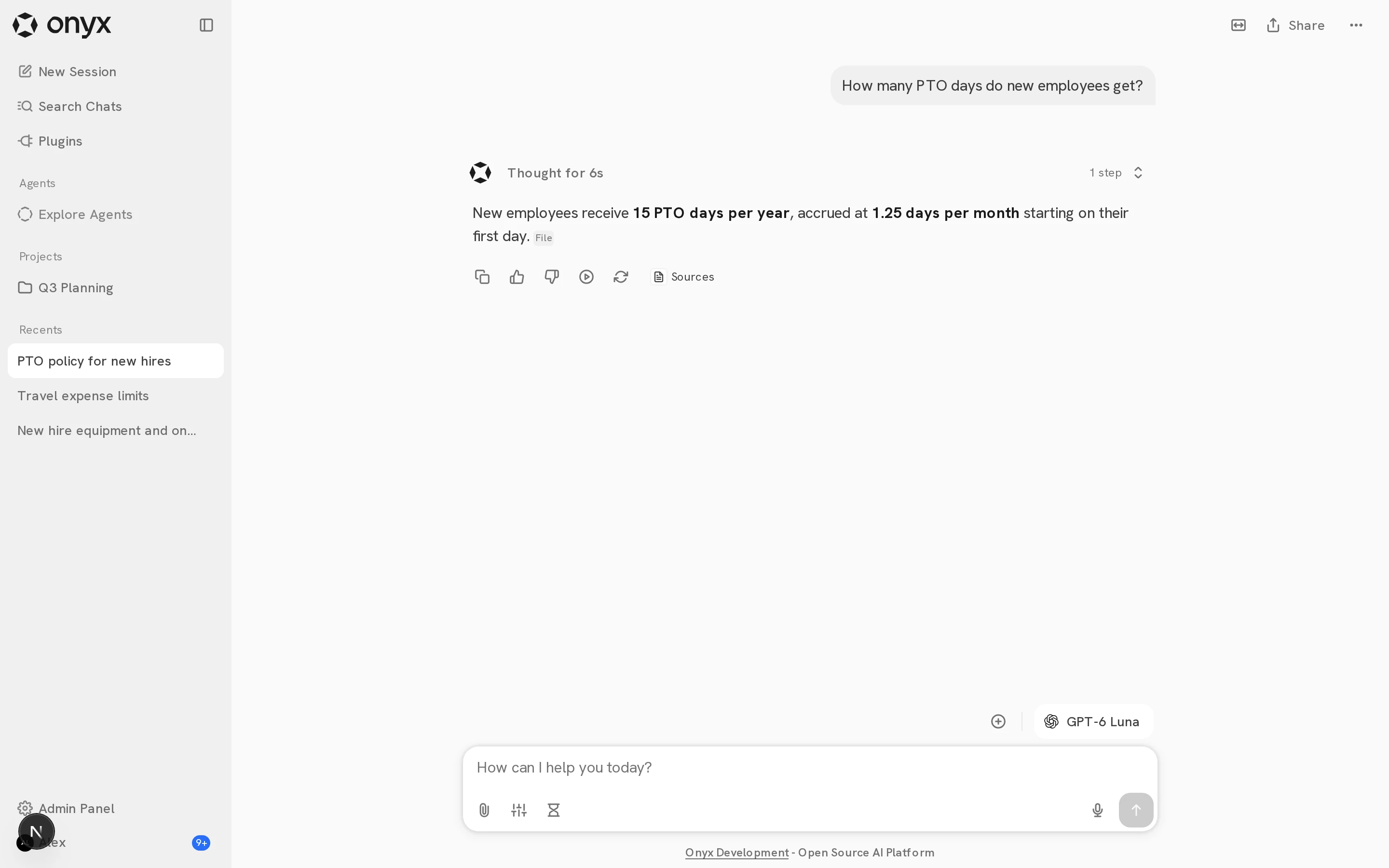 Onyx Chat Interface