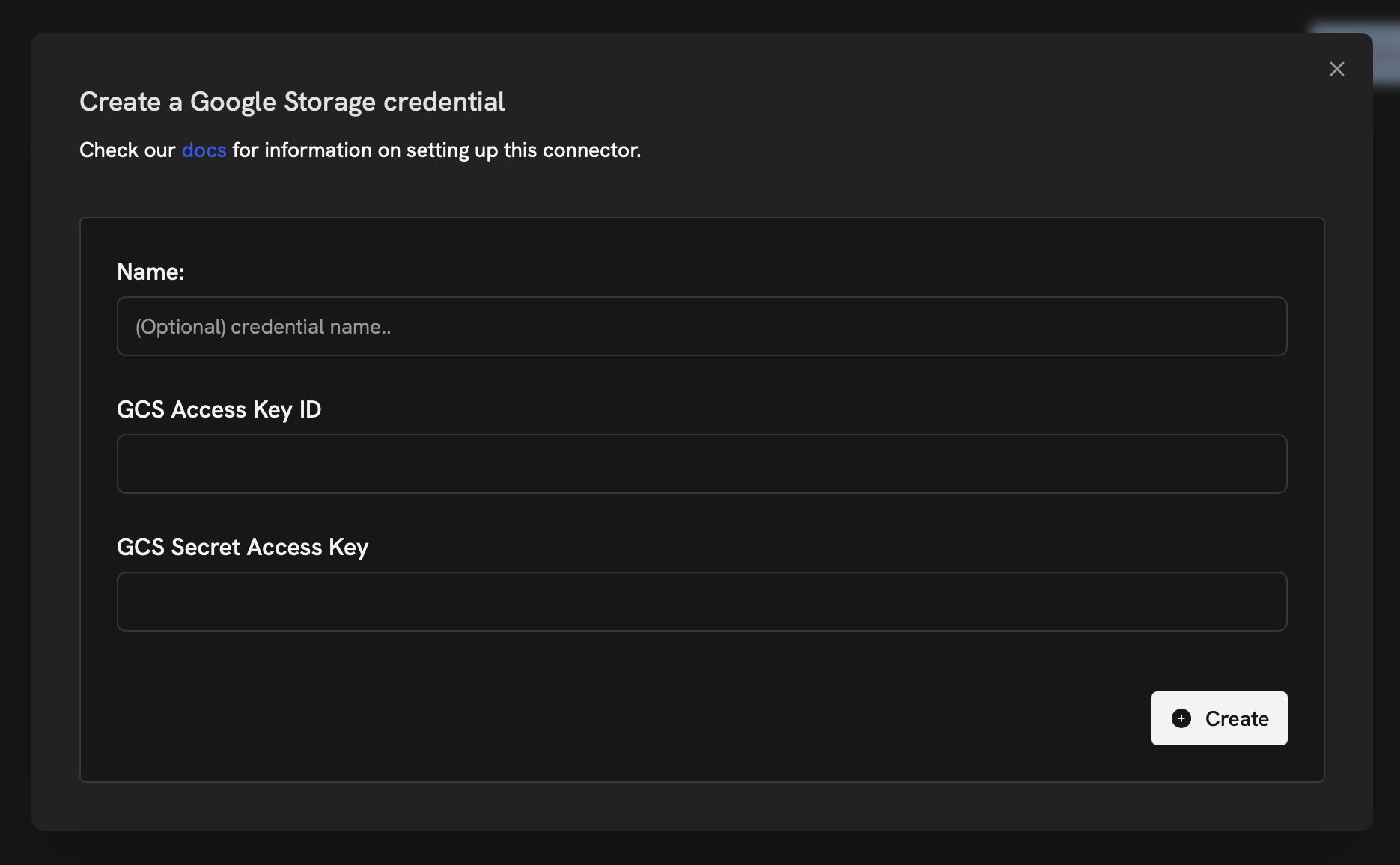 Onyx Google Cloud Storage credentials