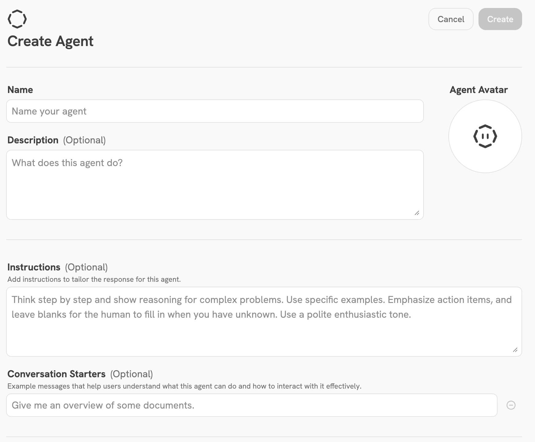 Onyx Agent Configuration page