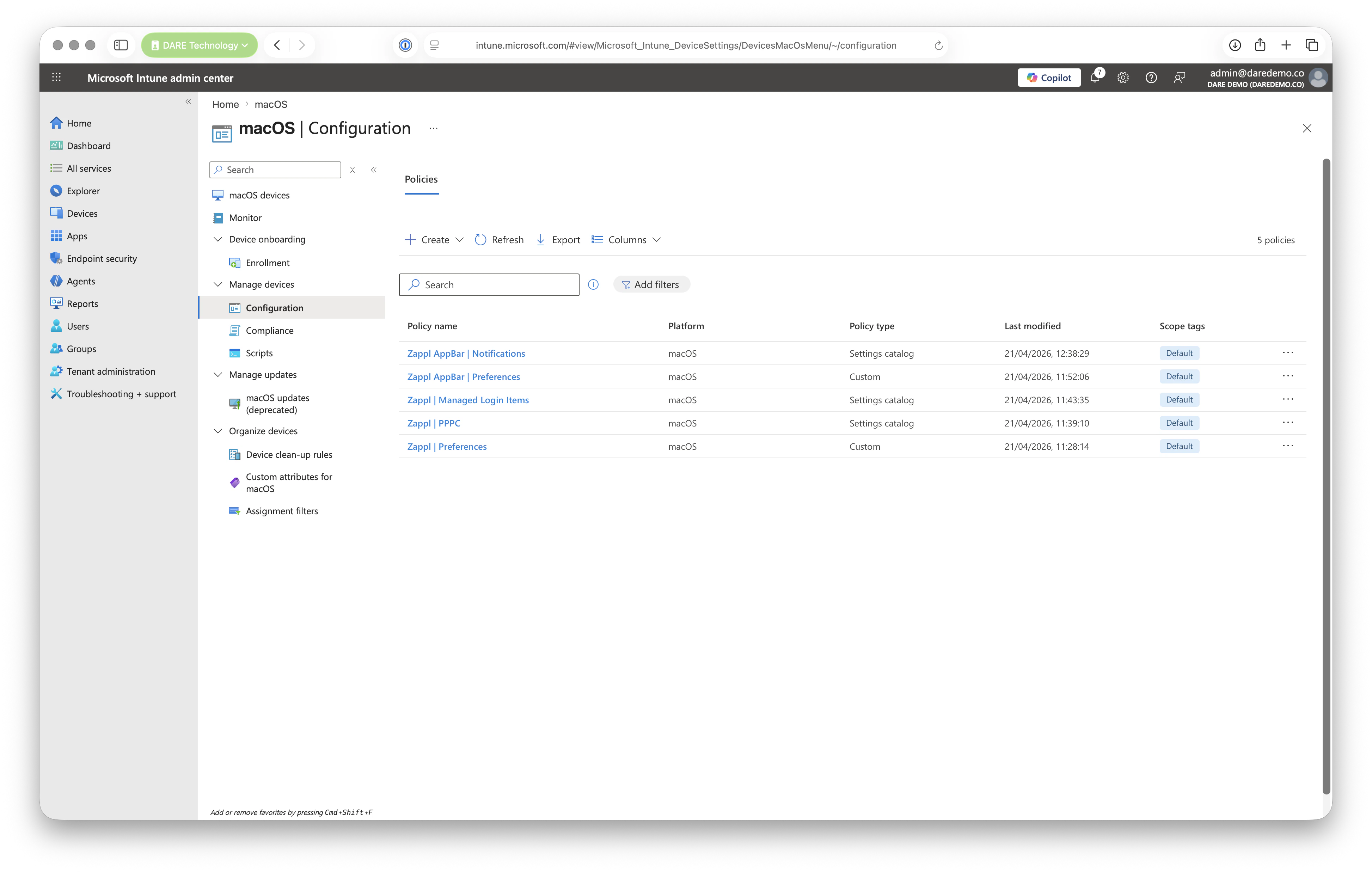 Intune Zappl Policies