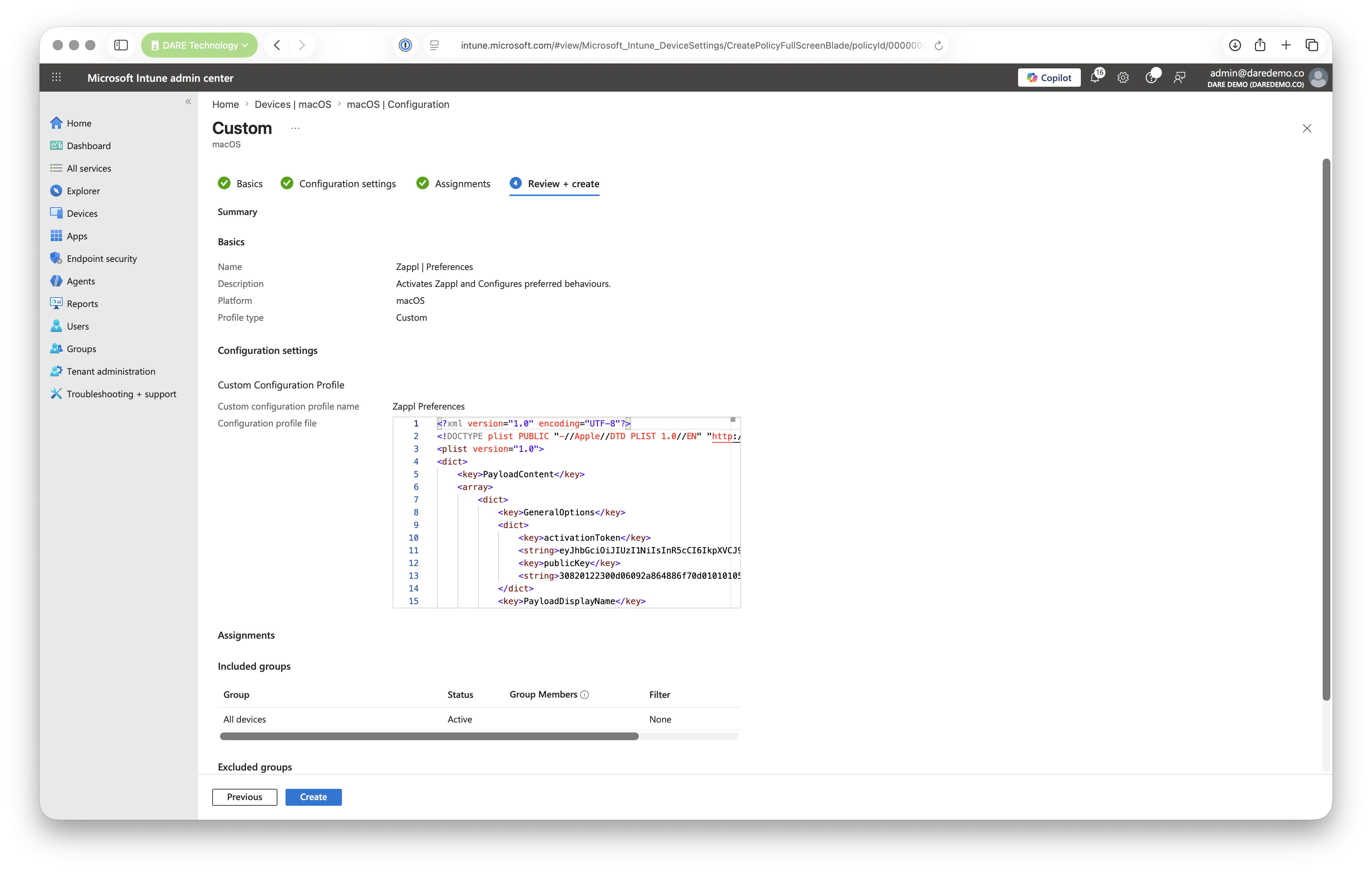 Intune Zappl Preferences