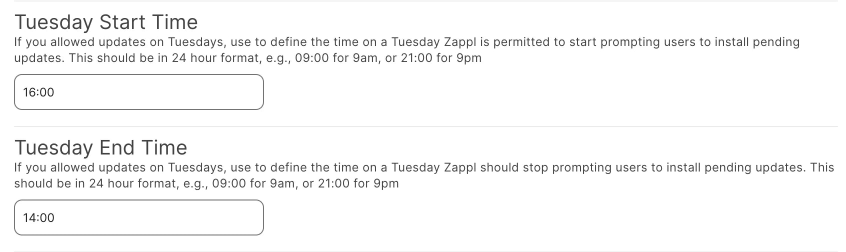 Run Limitation - Excluded Update Times