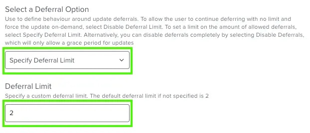 Specify Deferral Limit
