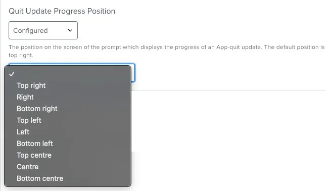 Update Progress Prompt Options