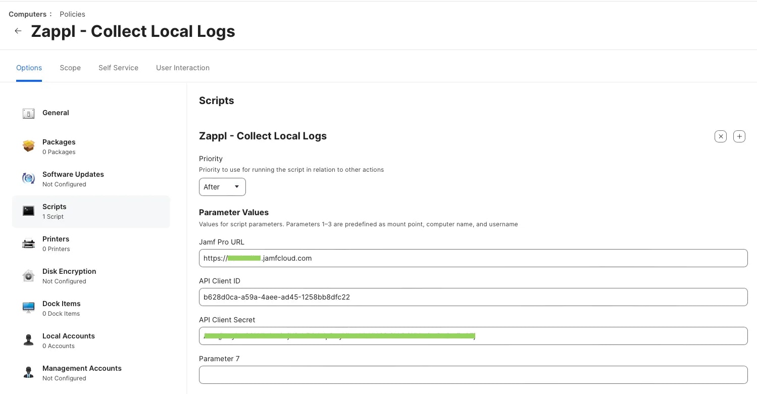 Log Collection MDM Policy