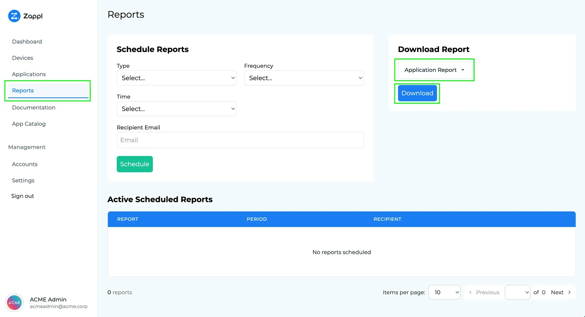 Portal Reports Download