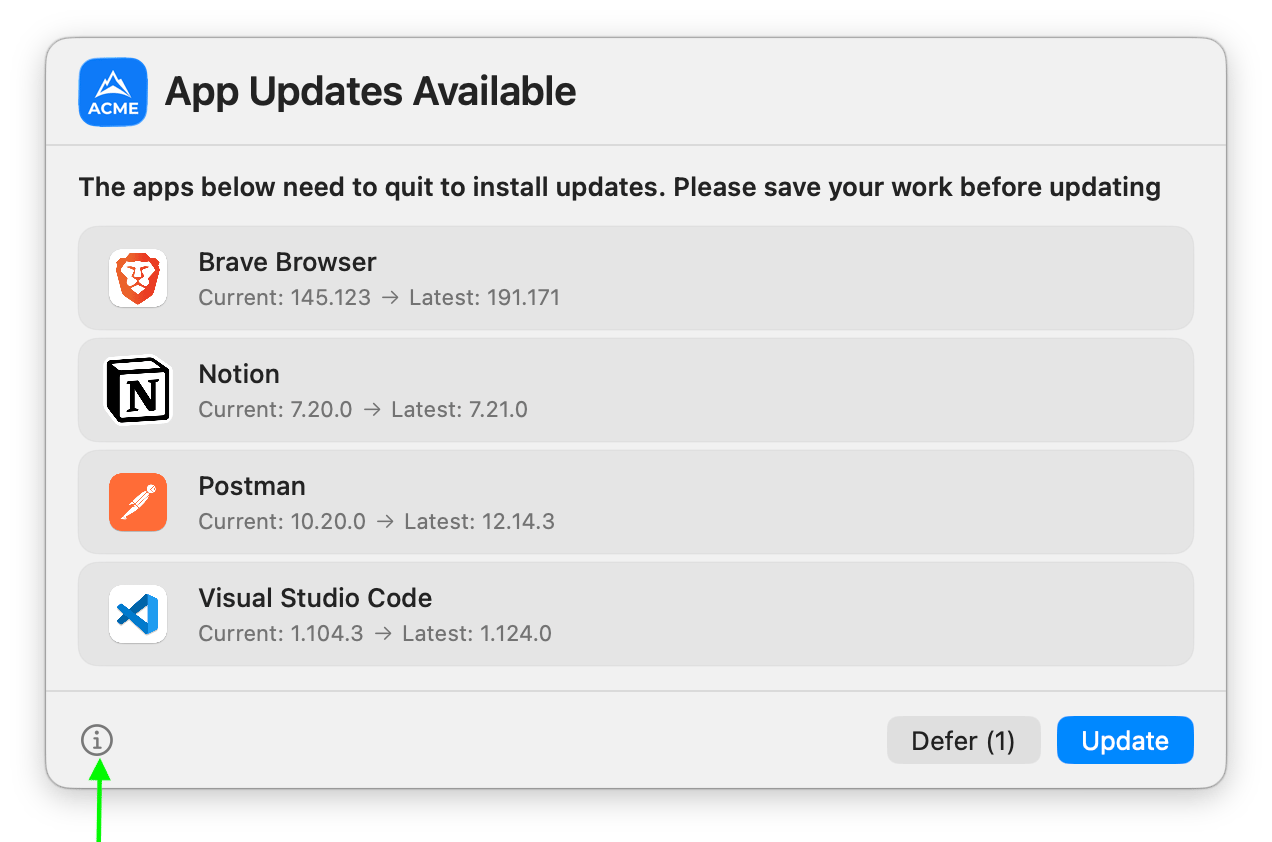 Prompt Info Button