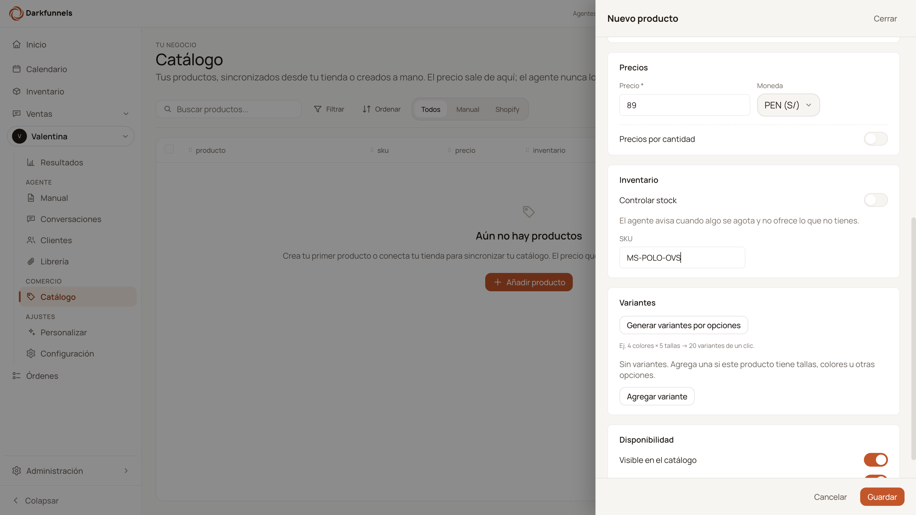 Physical product form filled in with name, description, photo and price