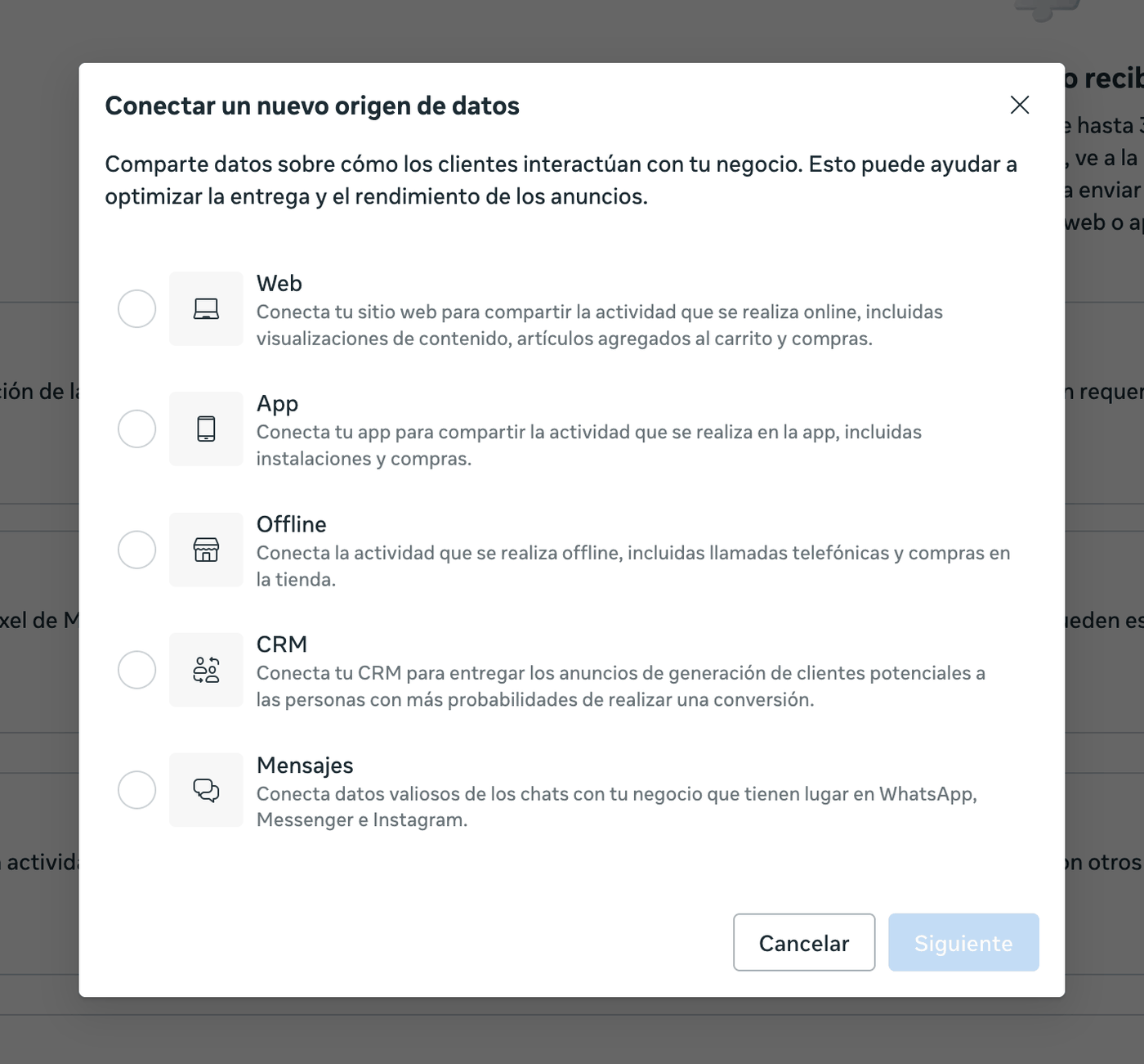 Events Manager “Connect a new data source” dialog