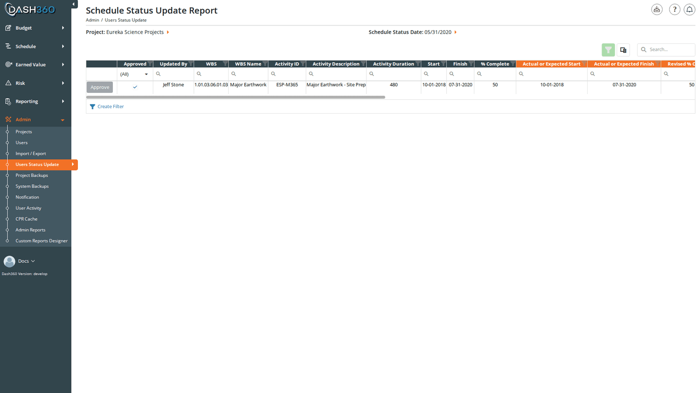 User Status Update Admin