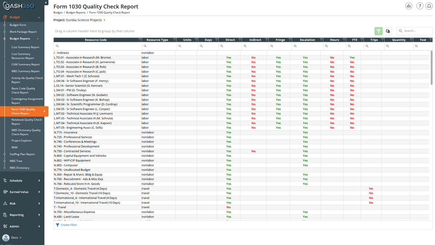 Form 1030 Quality Check Report