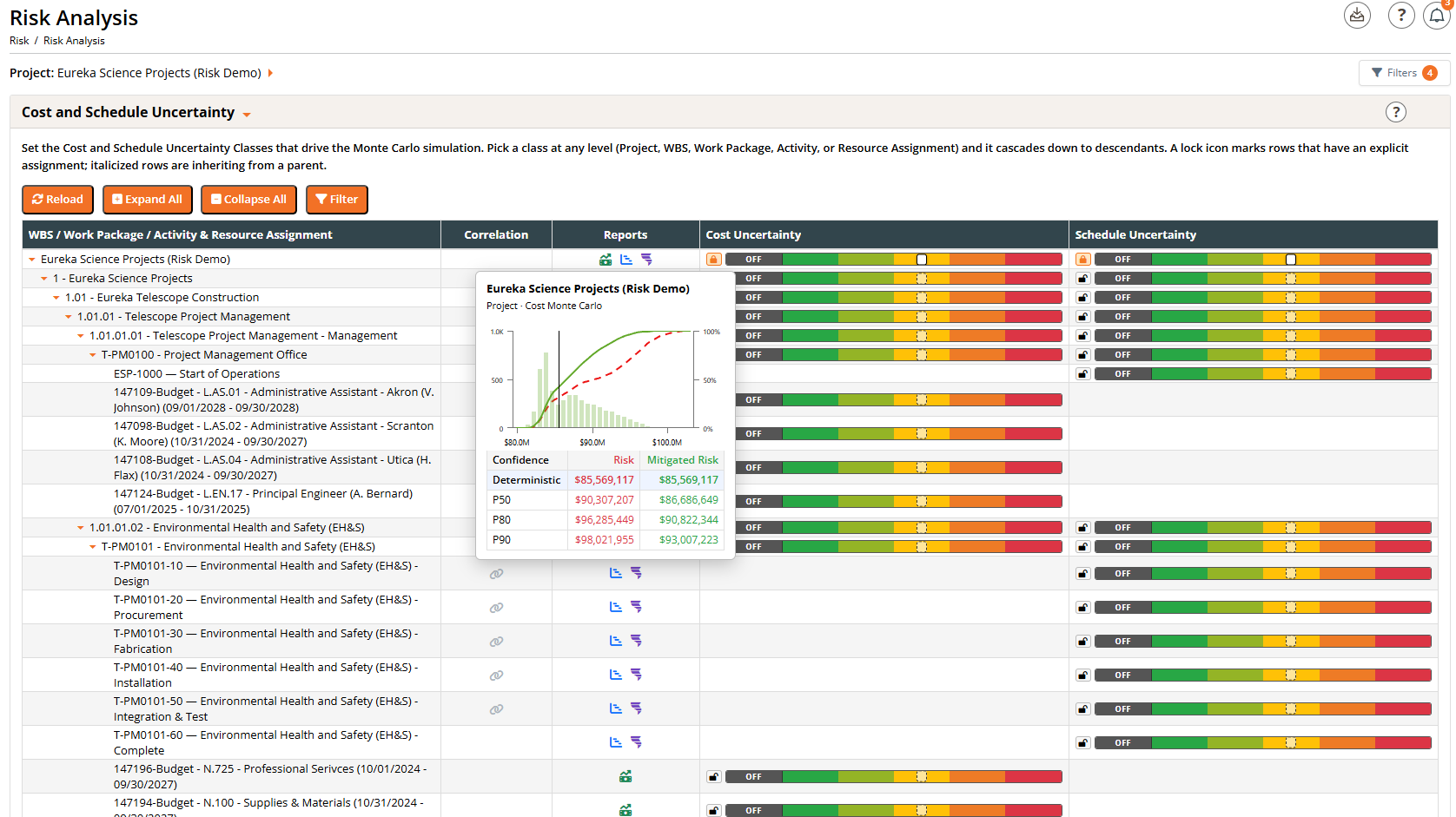 Per-node report icons