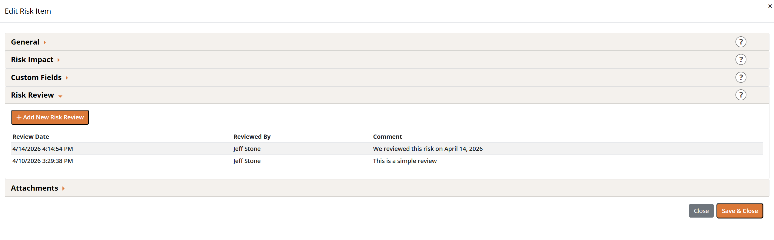 Risk Register