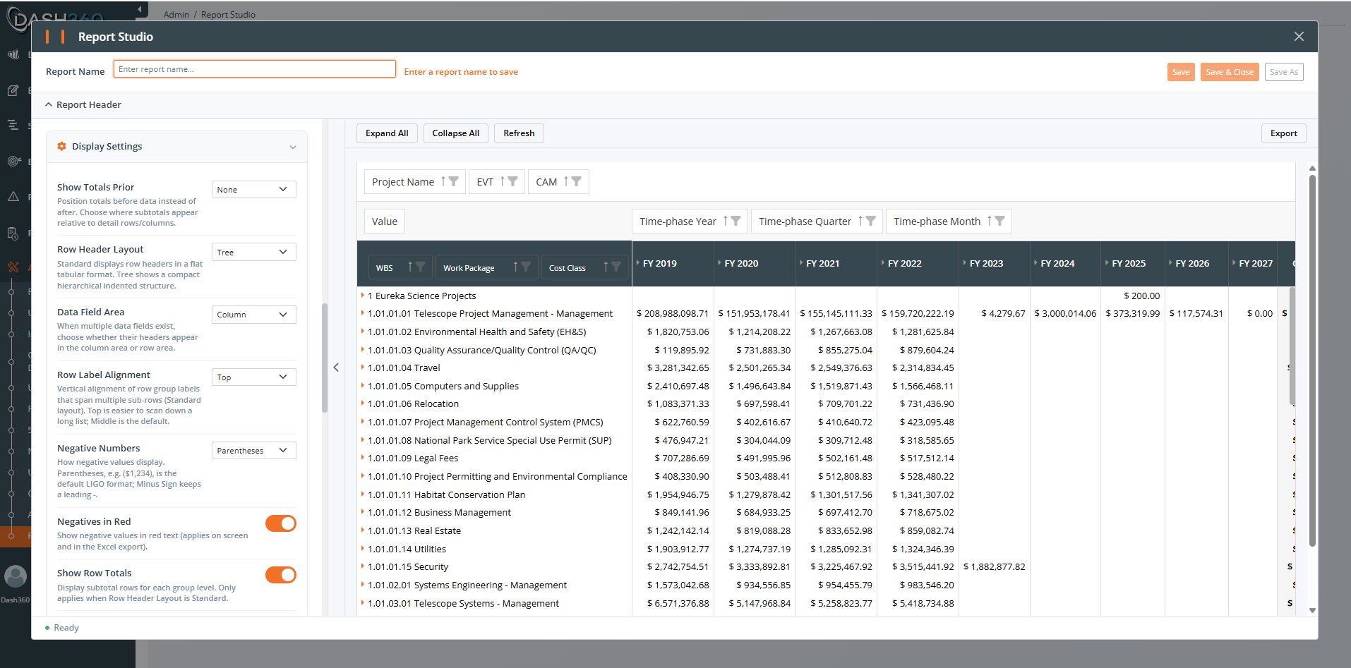 Pivot Display Settings: Layout, Totals, and Interaction options