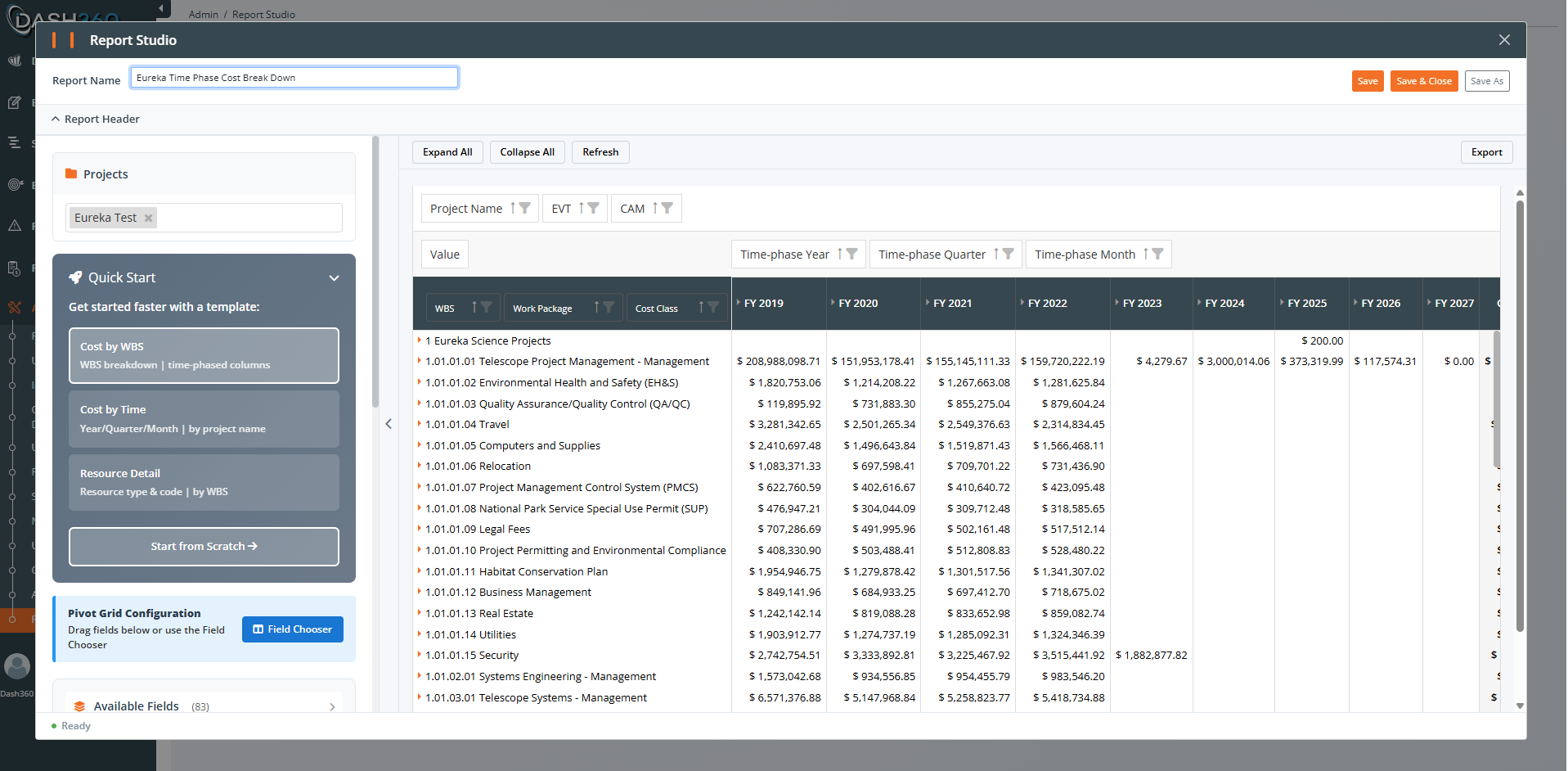 Save dialog with report name and description fields
