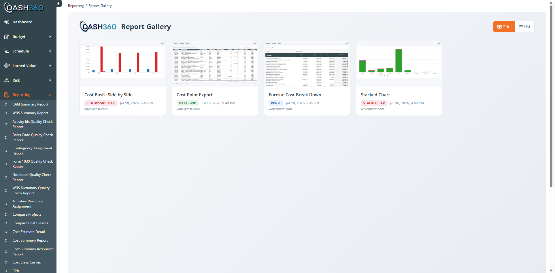 Report in the Report Gallery